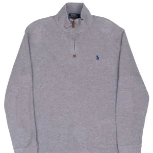 VINTAGE POLO RALPH LAUREN GREY QUARTER 1/4 ZIP SWEATER MEDIUM