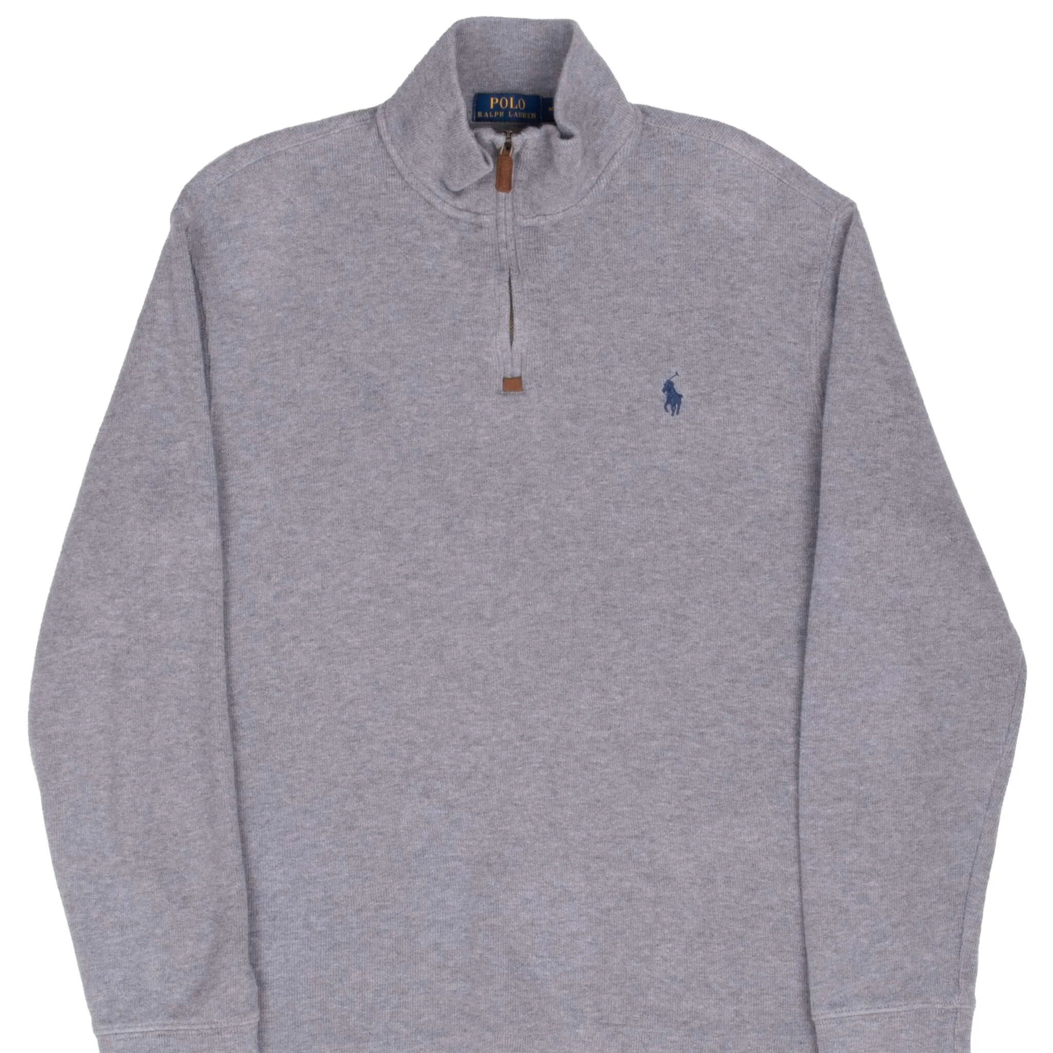 VINTAGE POLO RALPH LAUREN GREY QUARTER 1/4 ZIP SWEATER MEDIUM