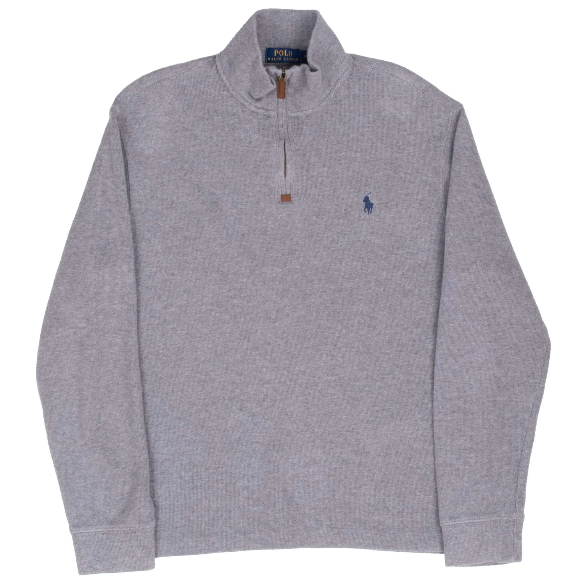 VINTAGE POLO RALPH LAUREN GREY QUARTER 1/4 ZIP SWEATER MEDIUM