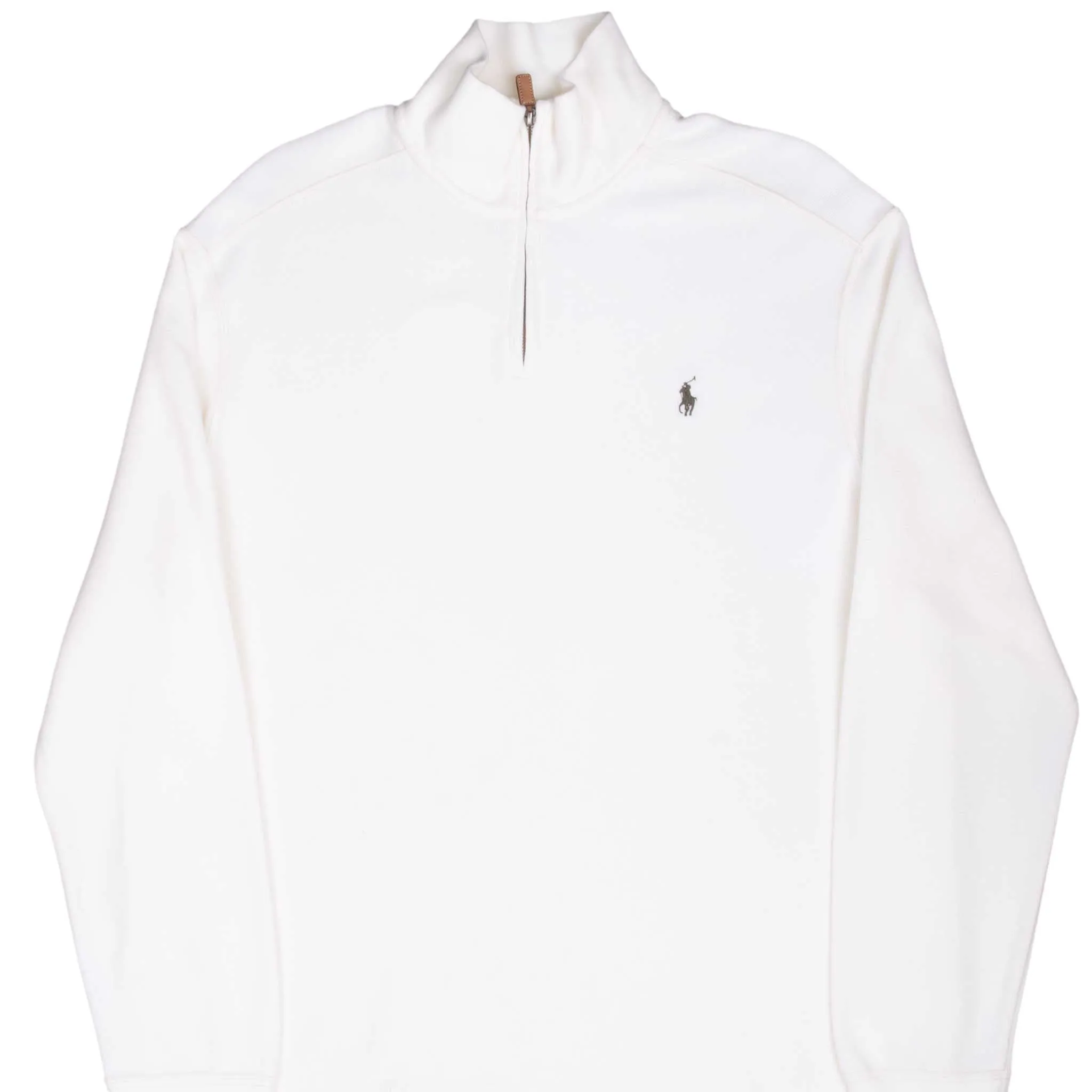 VINTAGE POLO RALPH LAUREN IVORY 1990S QUARTER 1/4 ZIP SWEATER XL