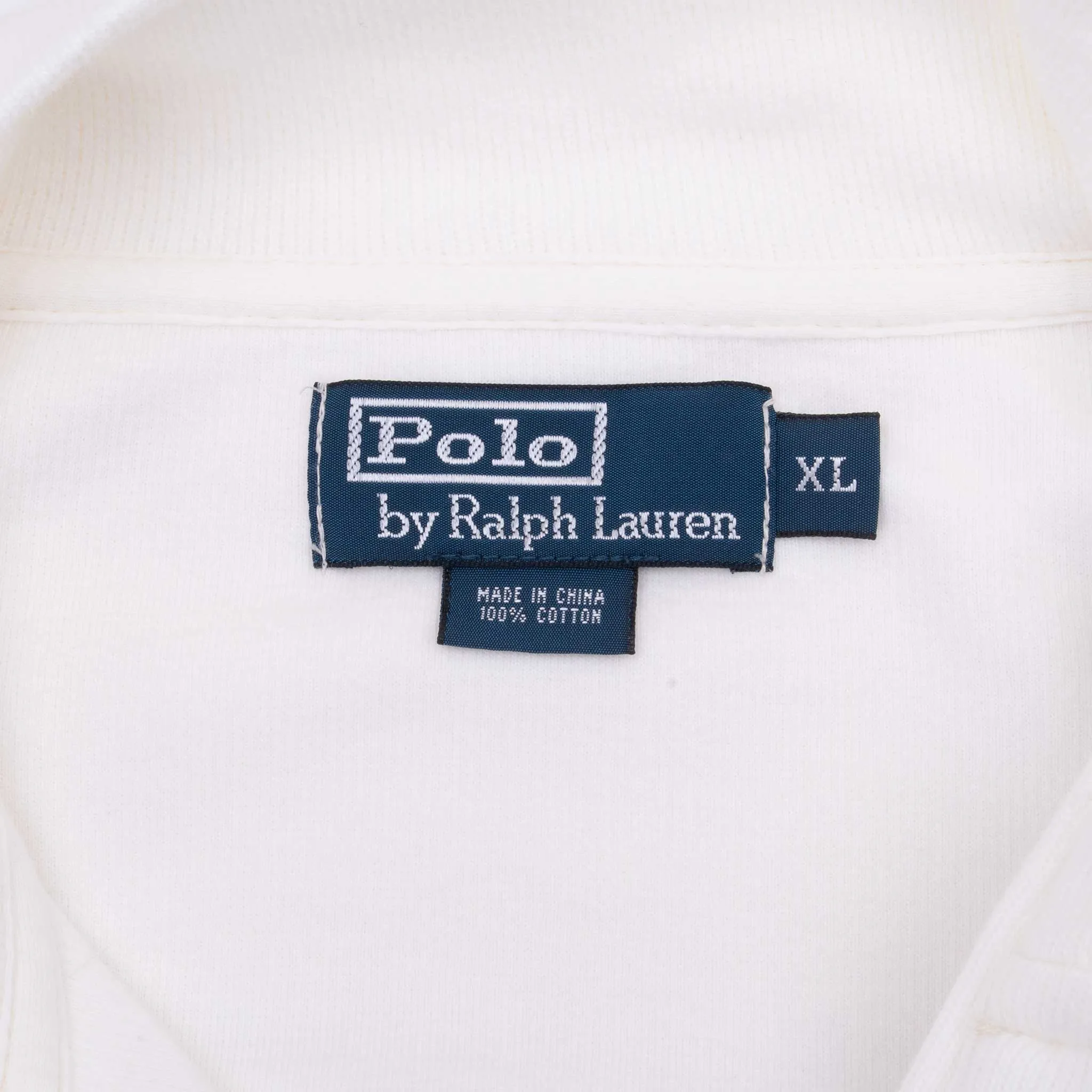 VINTAGE POLO RALPH LAUREN IVORY 1990S QUARTER 1/4 ZIP SWEATER XL