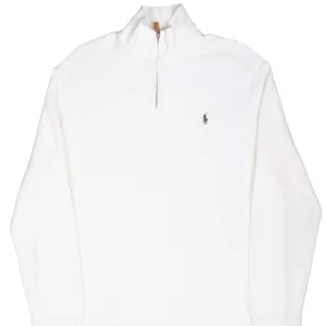 VINTAGE POLO RALPH LAUREN IVORY 1990S QUARTER 1/4 ZIP SWEATER XL