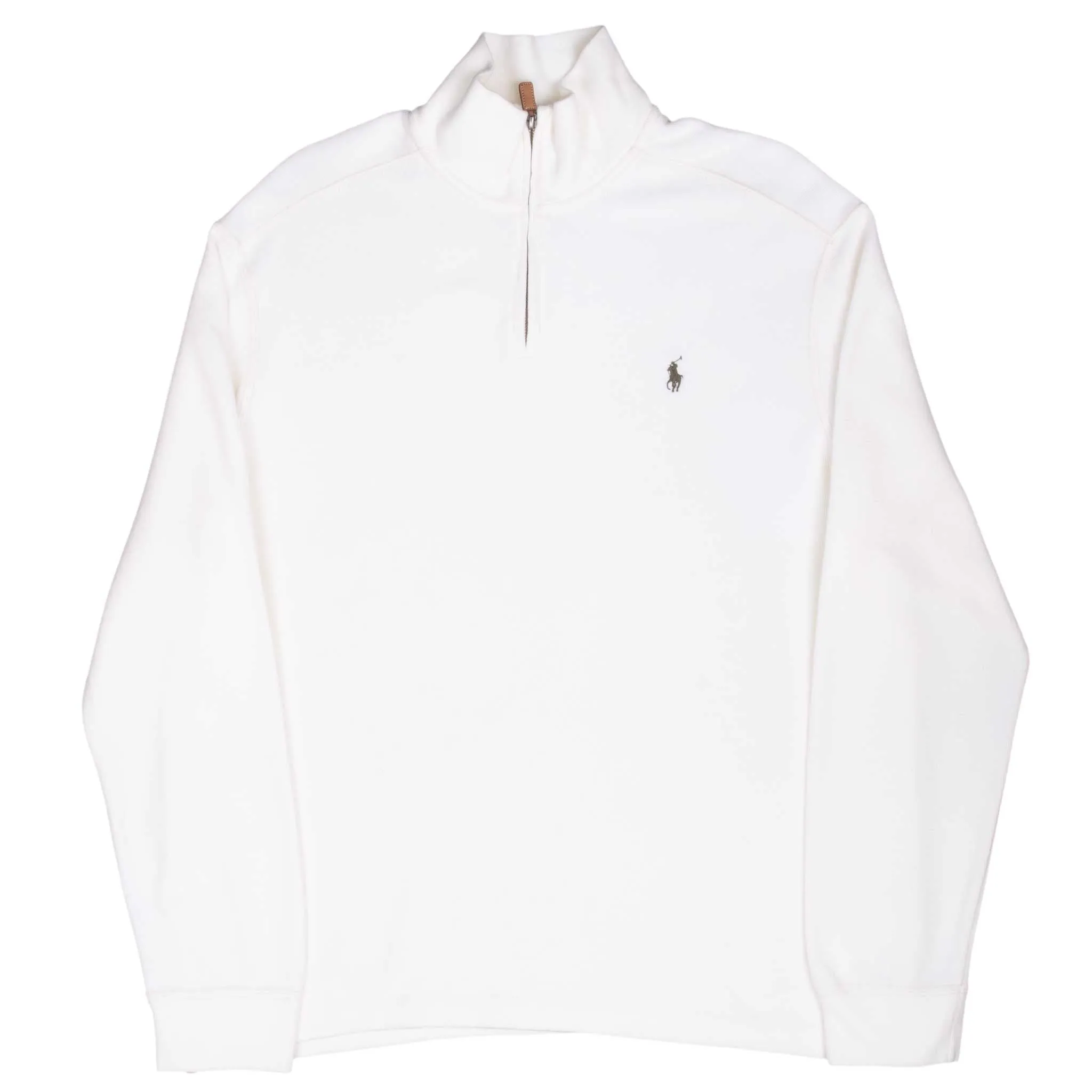 VINTAGE POLO RALPH LAUREN IVORY 1990S QUARTER 1/4 ZIP SWEATER XL