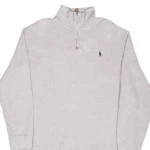 VINTAGE POLO RALPH LAUREN LIGHT GREY QUARTER 1/4 ZIP SWEATER 1990S XL