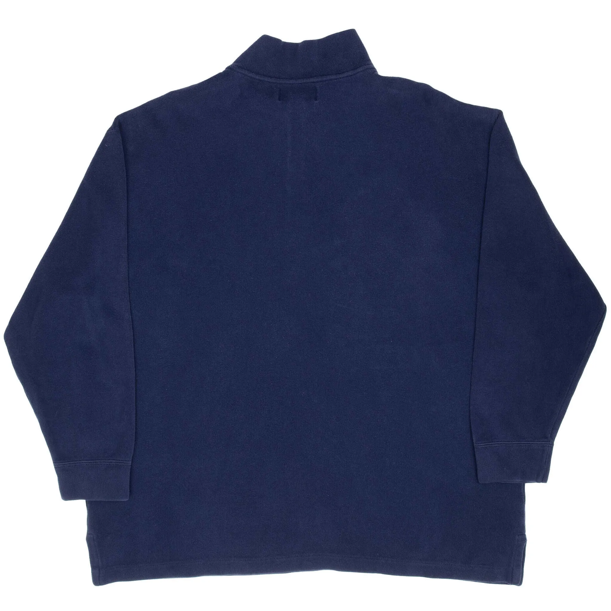 VINTAGE POLO RALPH LAUREN NAVY BLUE QUARTER 1/4 ZIP SWEATER 1990S 2XL BIG