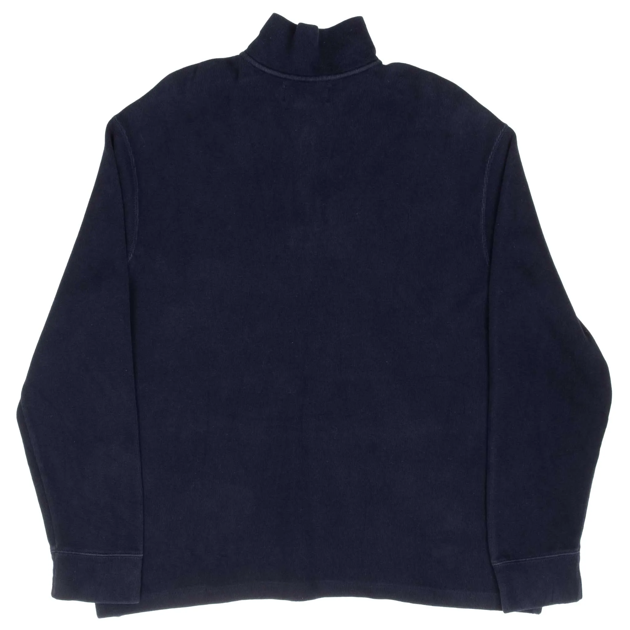 VINTAGE POLO RALPH LAUREN NAVY BLUE QUARTER 1/4 ZIP SWEATER 1990S LARGE