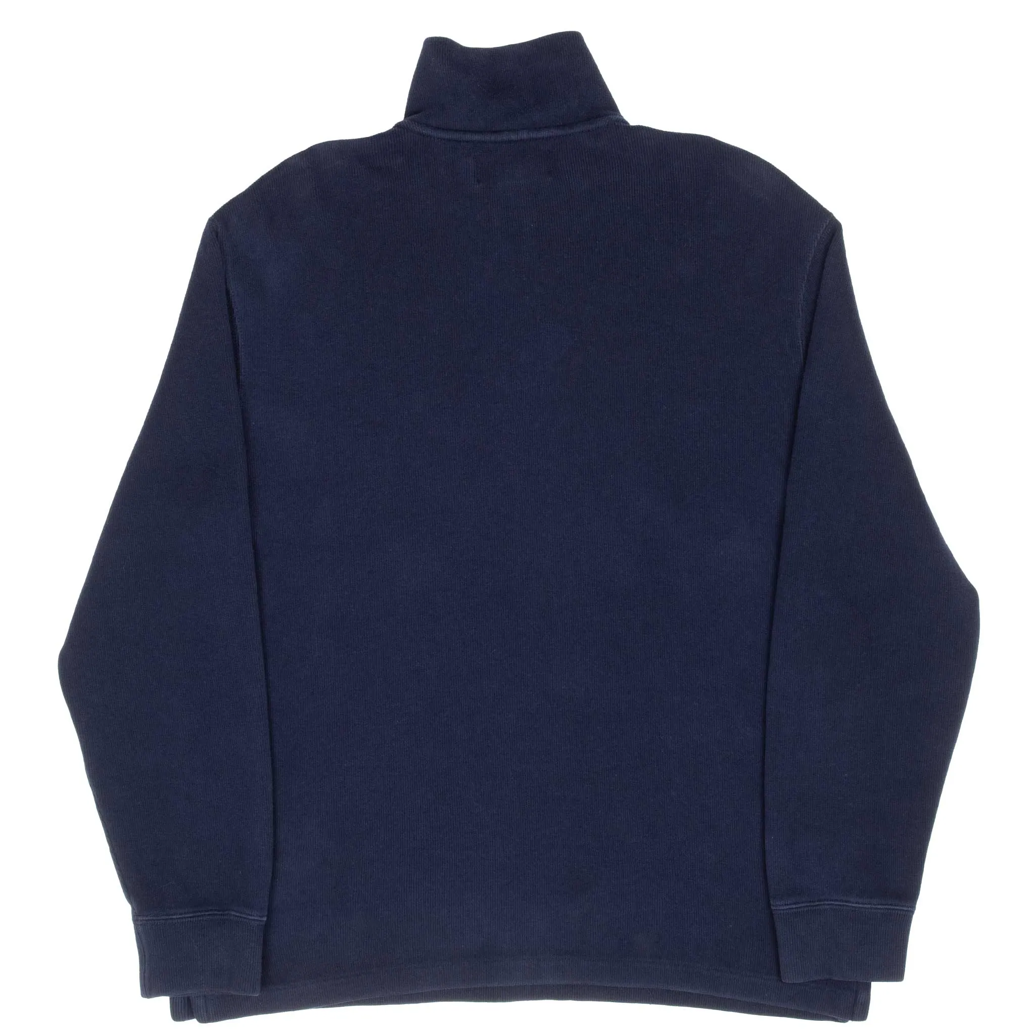 VINTAGE POLO RALPH LAUREN NAVY BLUE QUARTER 1/4 ZIP SWEATER 1990S MEDIUM