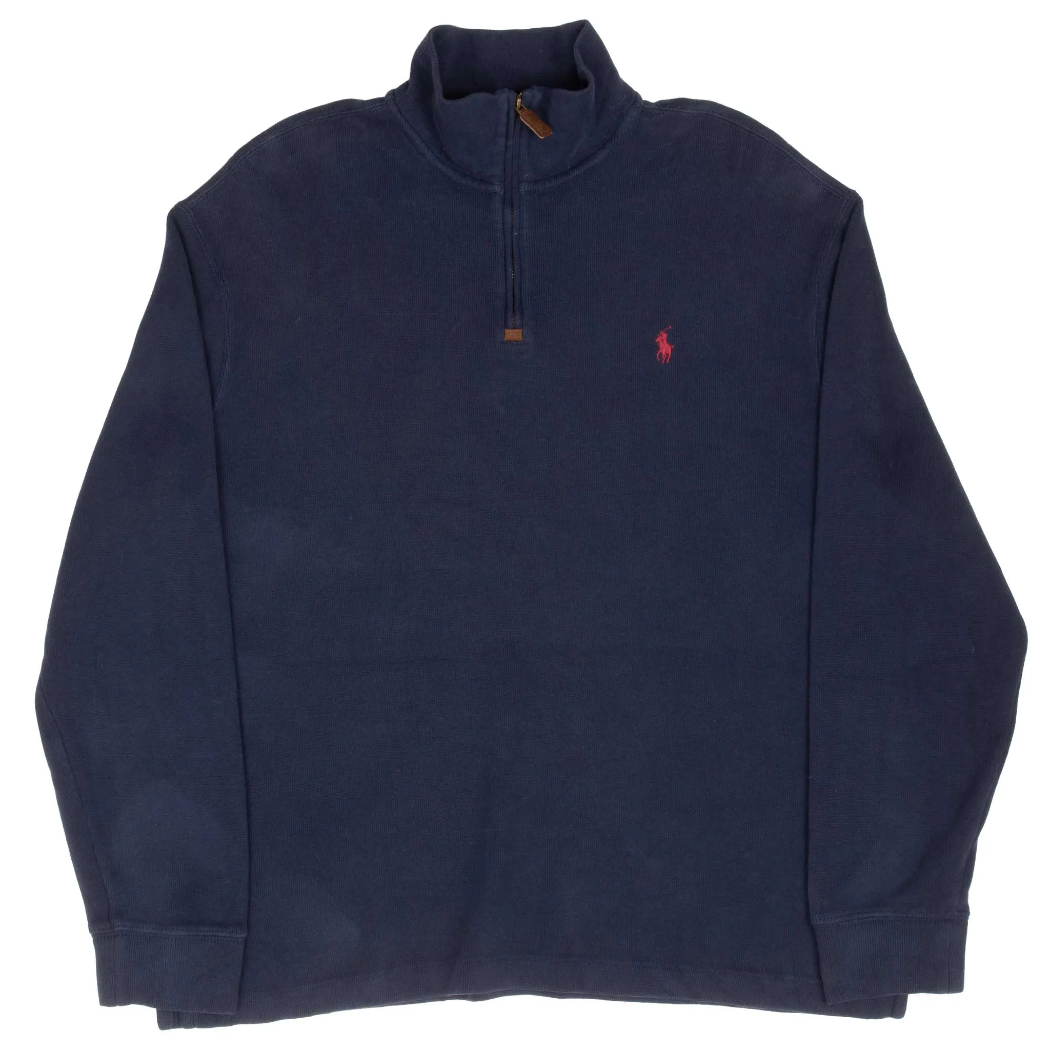 VINTAGE POLO RALPH LAUREN NAVY BLUE QUARTER 1/4 ZIP SWEATER LARGE