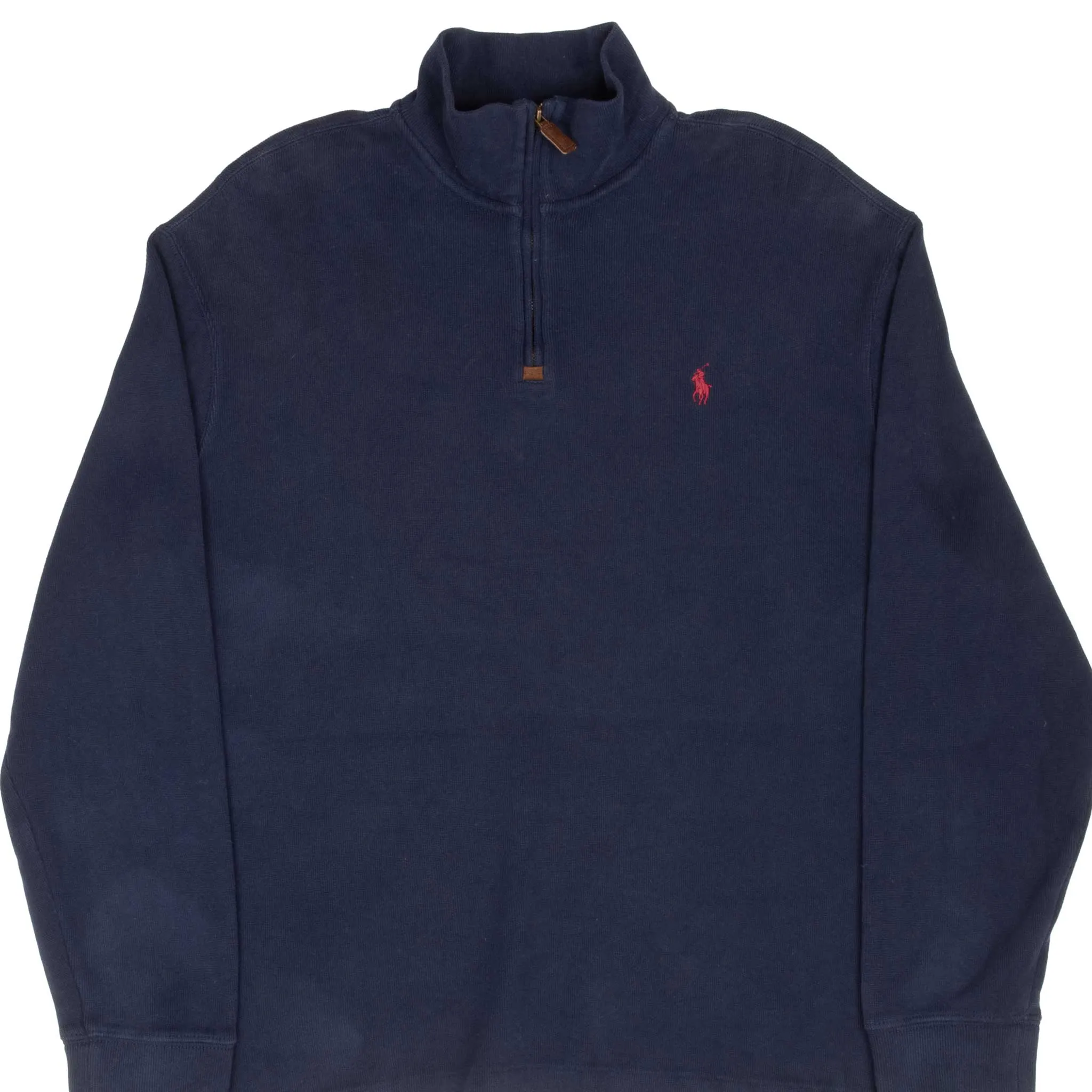 VINTAGE POLO RALPH LAUREN NAVY BLUE QUARTER 1/4 ZIP SWEATER LARGE
