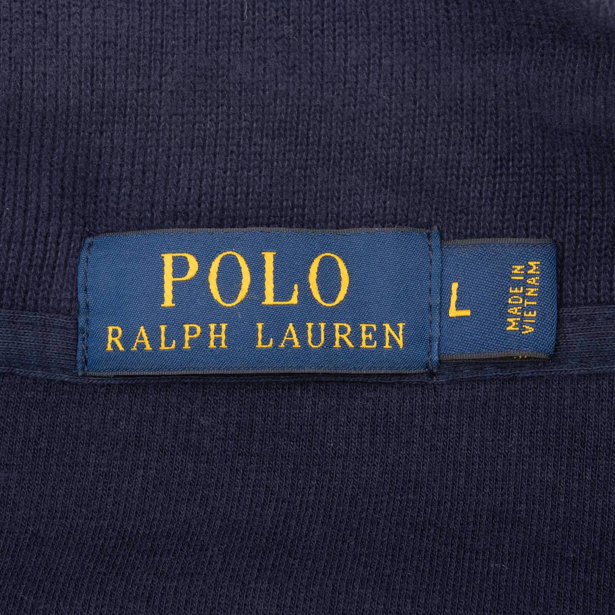 VINTAGE POLO RALPH LAUREN NAVY BLUE QUARTER 1/4 ZIP SWEATER LARGE