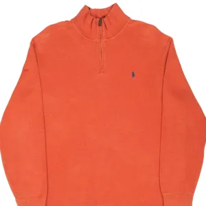 VINTAGE POLO RALPH LAUREN ORANGE QUARTER 1/4 ZIP SWEATER 1990S SIZE XL