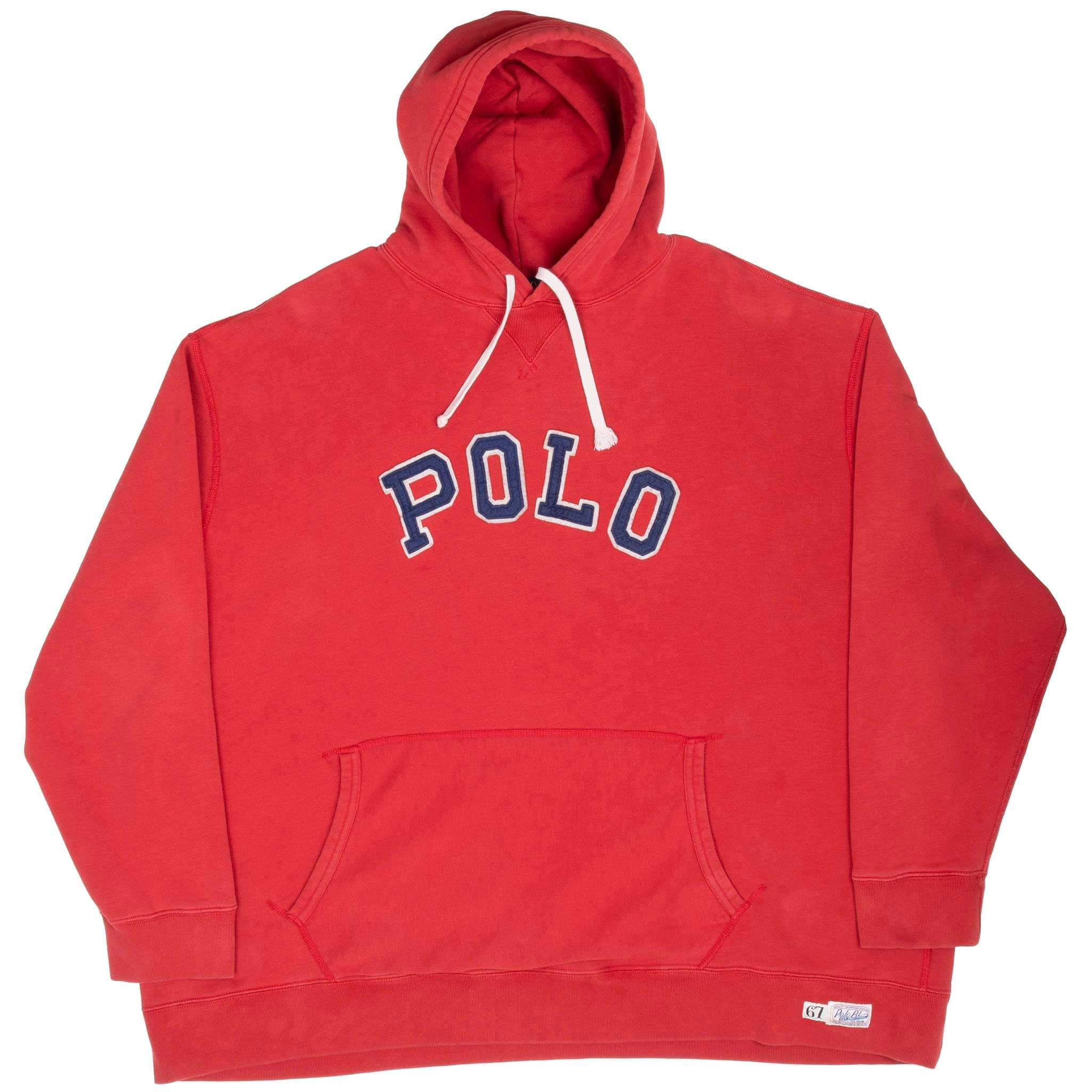 VINTAGE POLO RALPH LAUREN RED HOODIE SWEATSHIRT 4XL