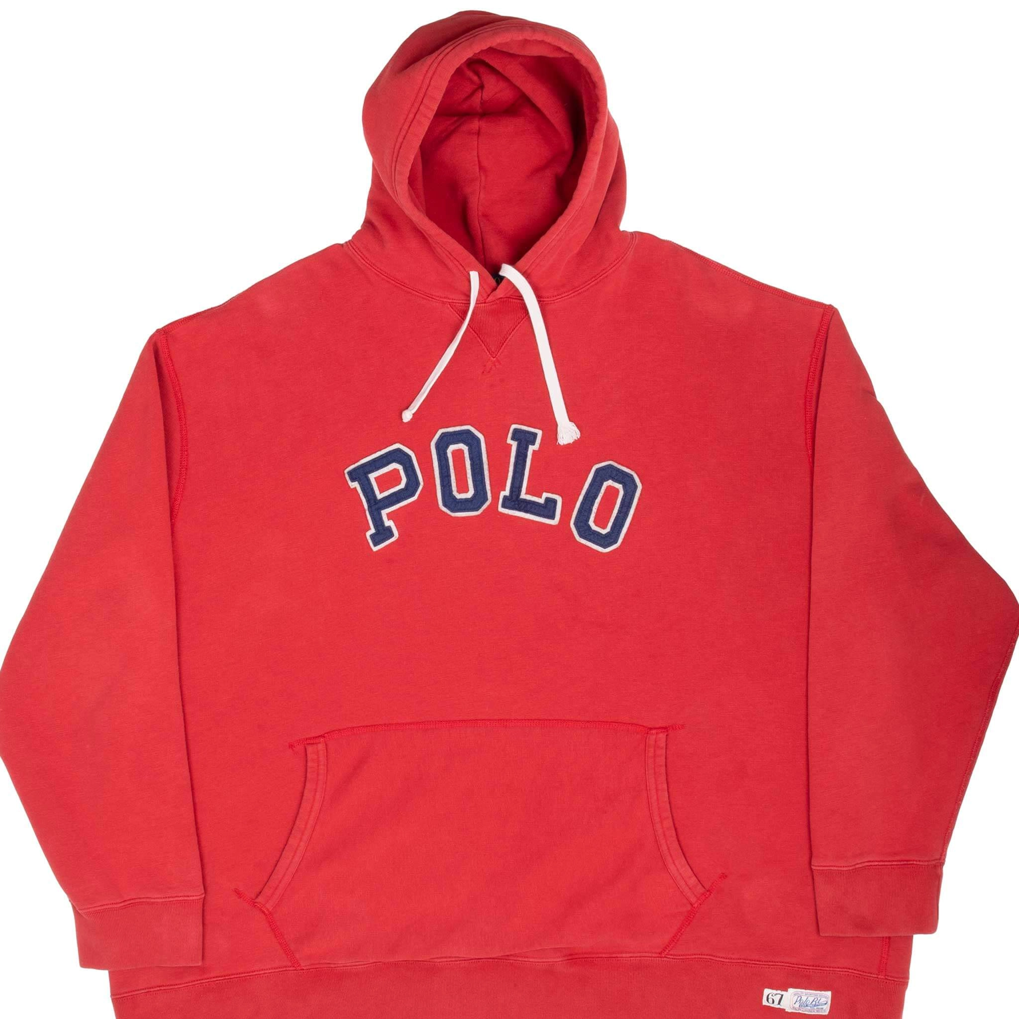 VINTAGE POLO RALPH LAUREN RED HOODIE SWEATSHIRT 4XL