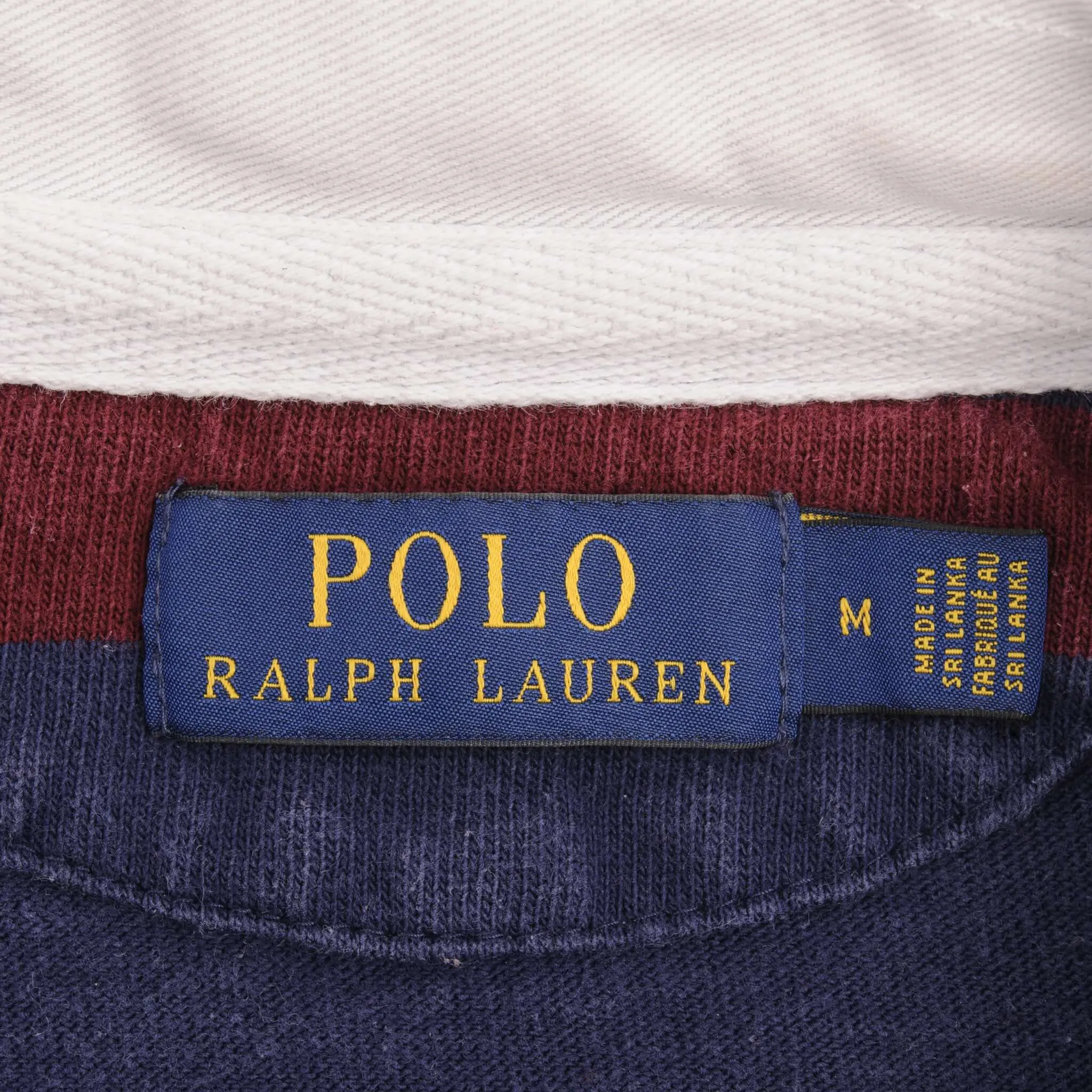 VINTAGE POLO RALPH LAUREN STRIPED BLUE & RED POLO SHIRT SIZE MEDIUM
