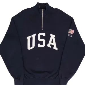 VINTAGE POLO SPORT RALPH LAUREN USA QUARTER ZIP SWEATSHIRT 1990S SIZE LARGE