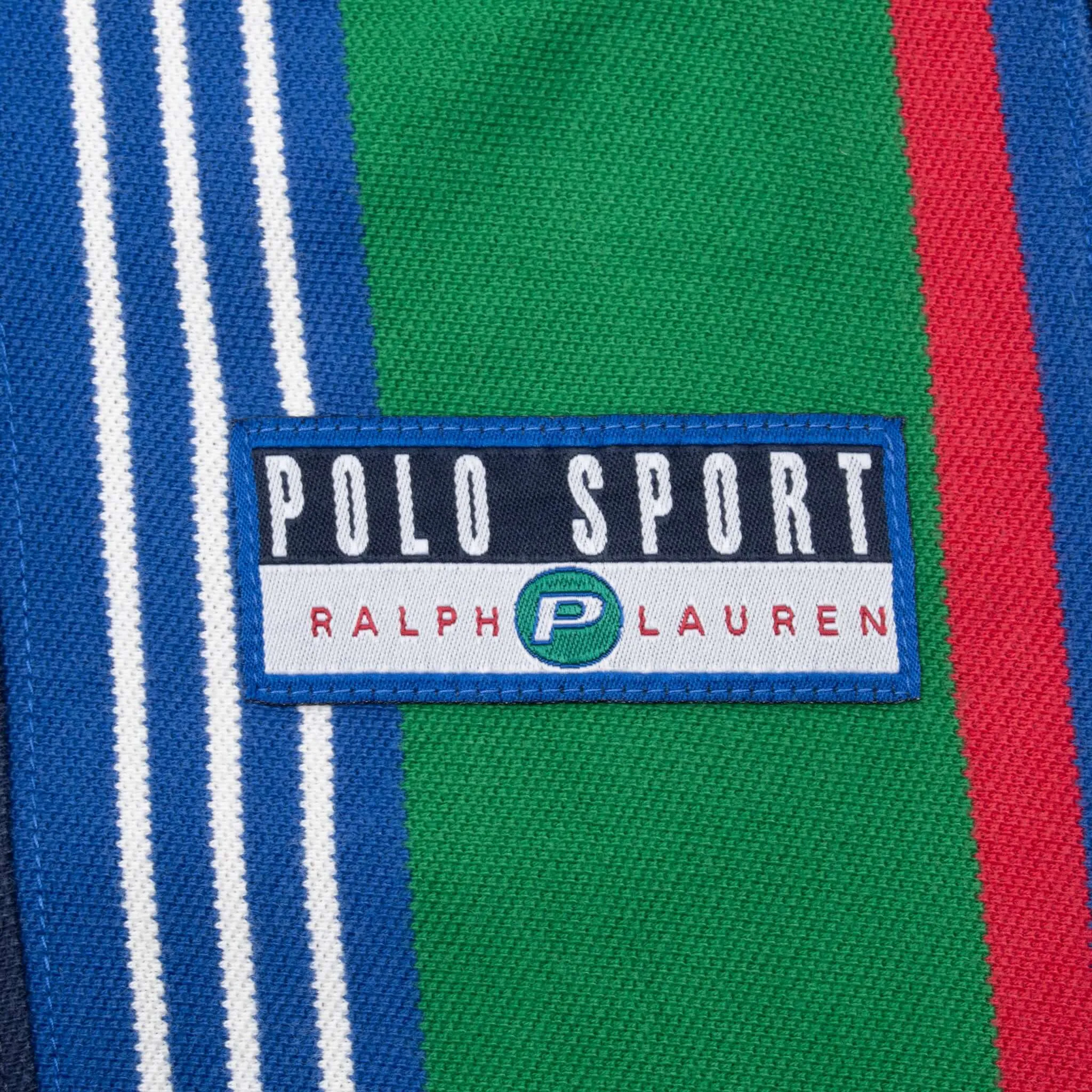 VINTAGE POLO SPORT RALPH LAUREN ZIP BLUE POLO SHIRT 1990S LARGE