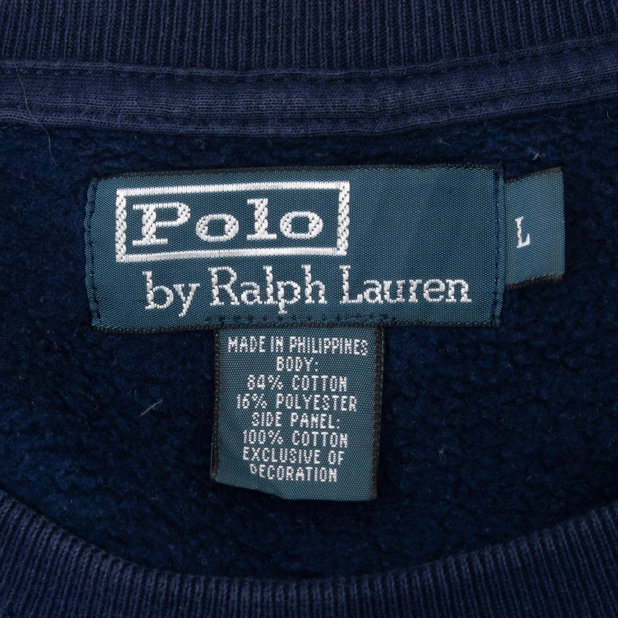 VINTAGE RALPH LAUREN 1990S CLASSIC BLUE CREWNECK SWEATSHIRT LARGE