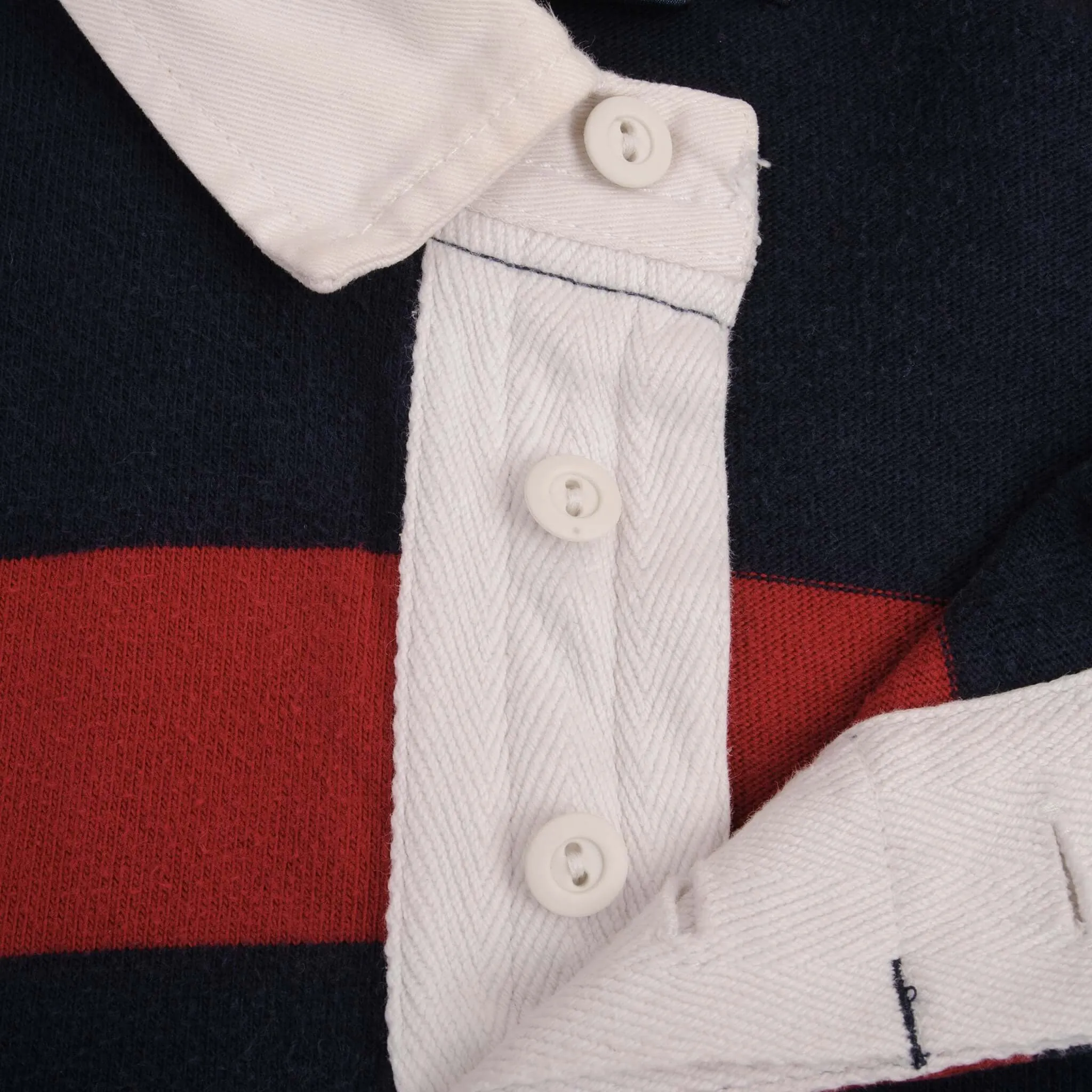 VINTAGE RALPH LAUREN BLUE & RED STRIPED RUGBY POLO SHIRT 1990S SIZE XL