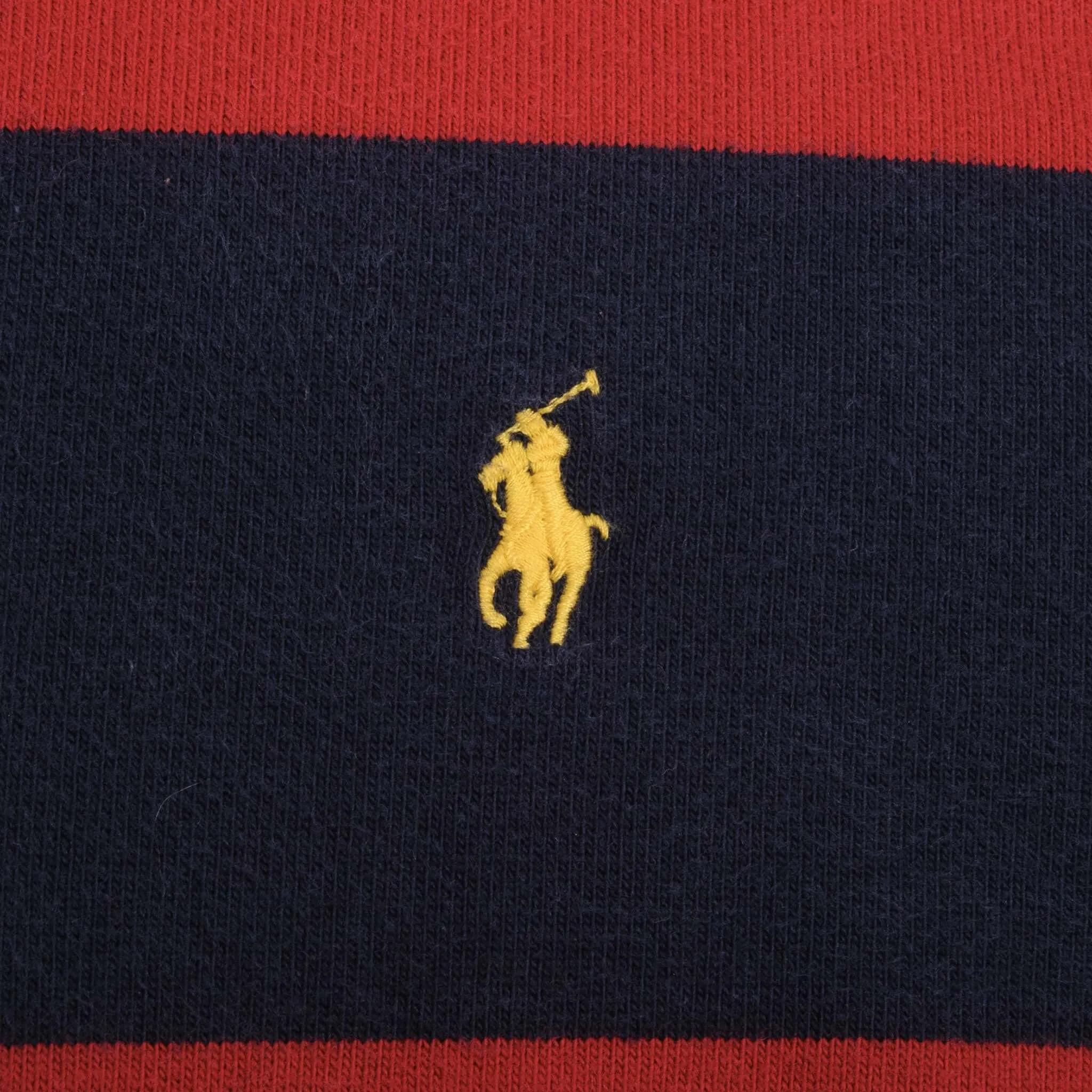 VINTAGE RALPH LAUREN BLUE & RED STRIPED RUGBY POLO SHIRT 1990S SIZE XL