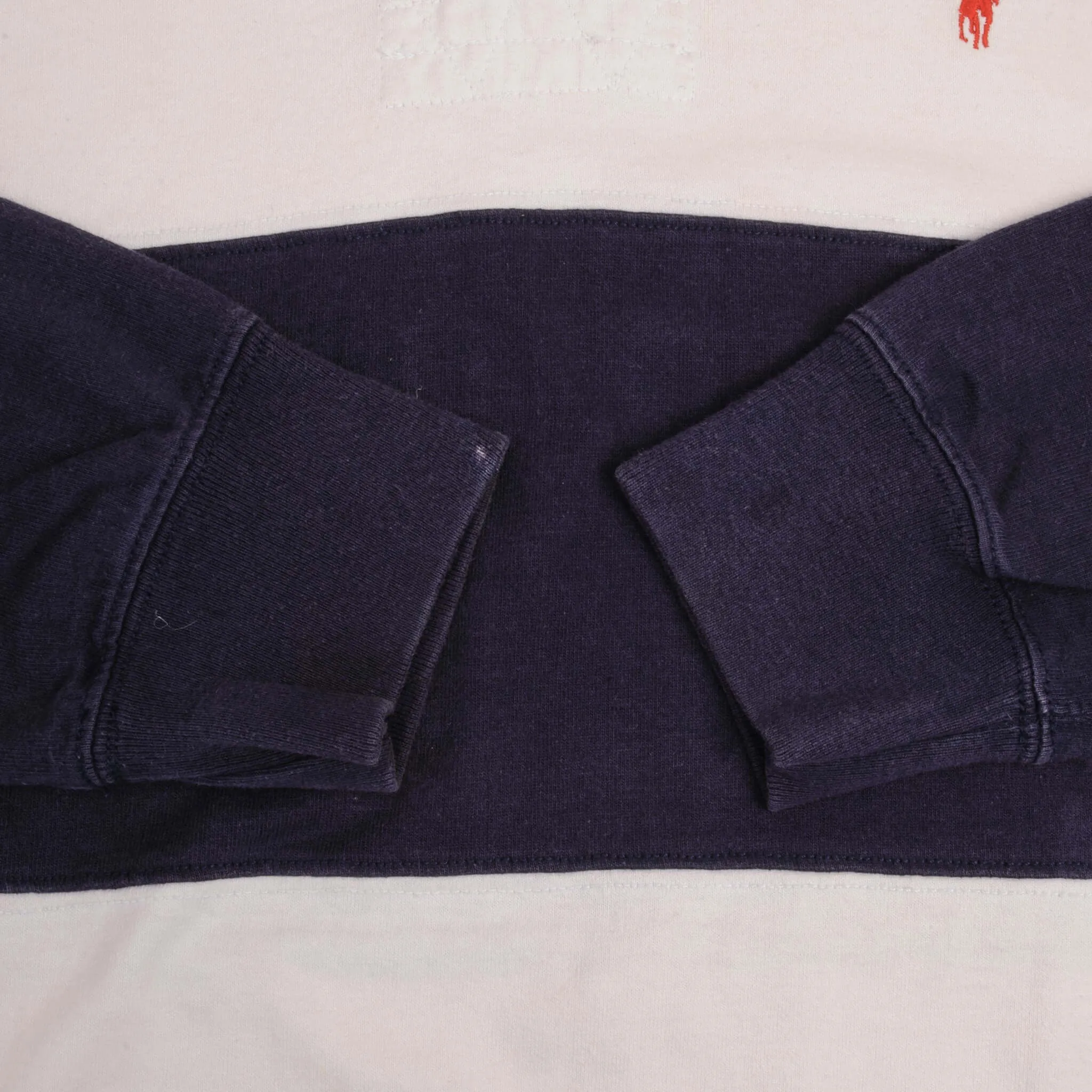 VINTAGE RALPH LAUREN BLUE & WHITE STRIPED RUGBY POLO SHIRT 1990S SIZE XL