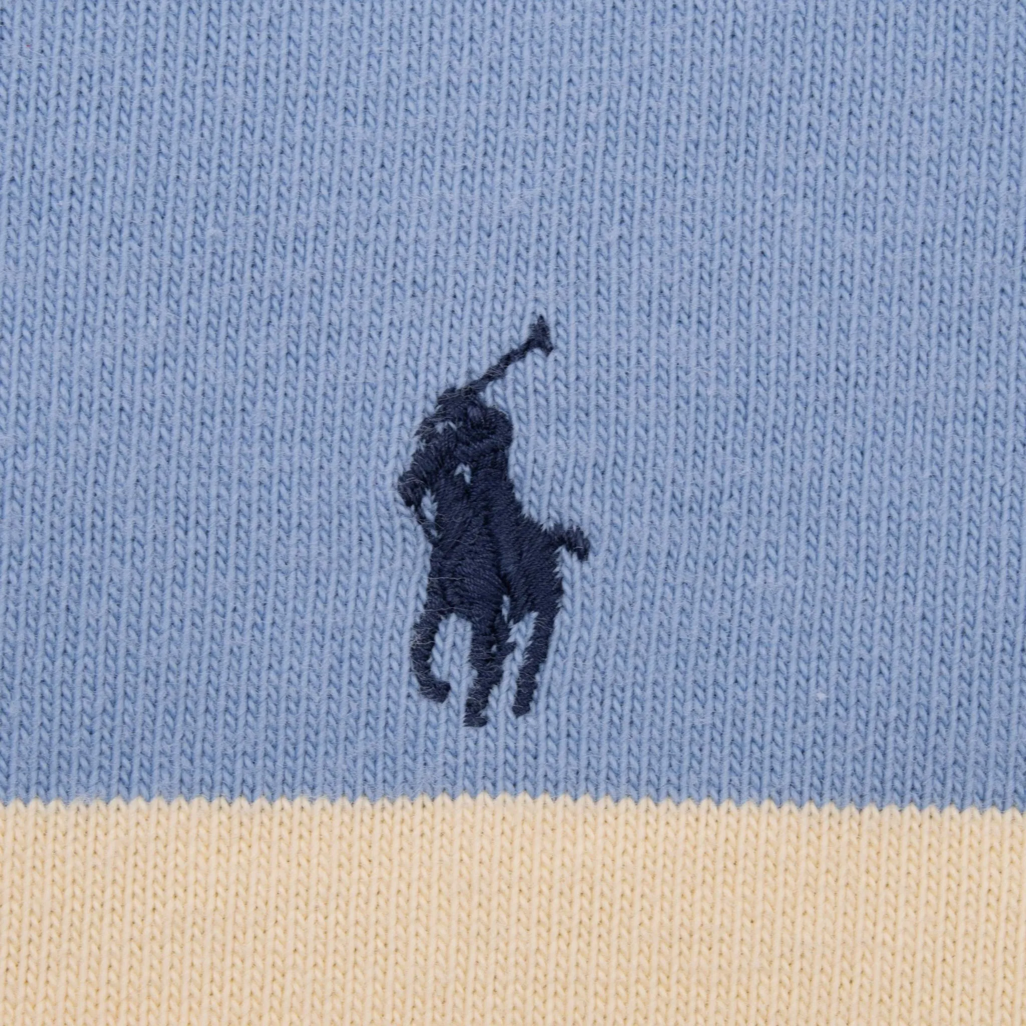 VINTAGE RALPH LAUREN BLUE & YELLOW STRIPED RUGBY POLO SHIRT 1990S LARGE