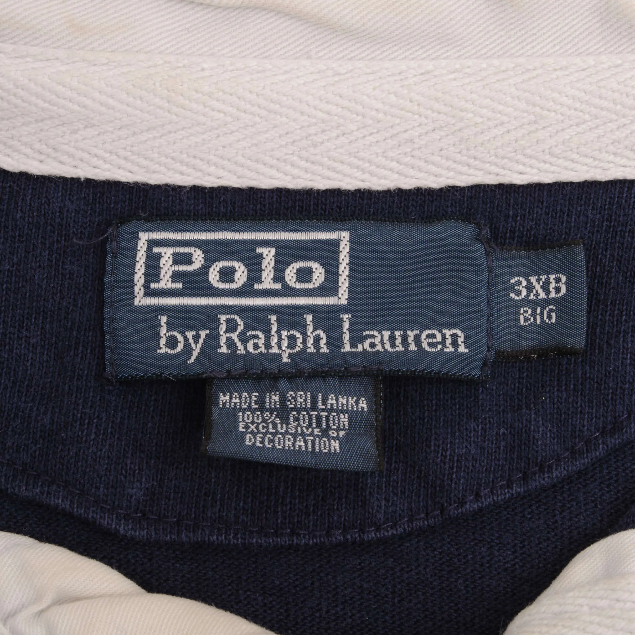VINTAGE RALPH LAUREN BLUE & YELLOW STRIPED RUGBY POLO SHIRT 1990S SIZE 3XL BIG