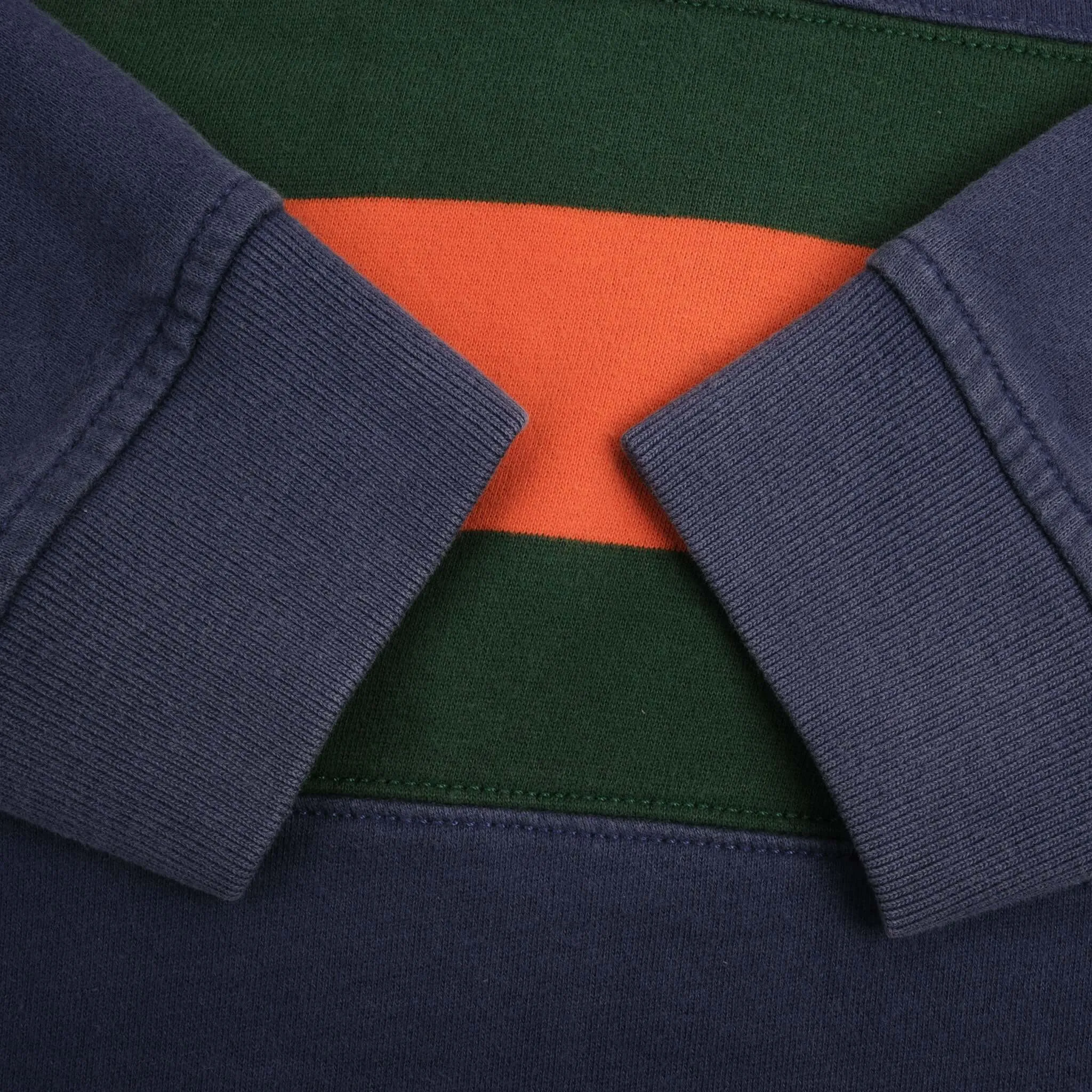 VINTAGE RALPH LAUREN BLUE GREEN ORANGE STRIPED RUGBY POLO SHIRT 1990S SZE MEDIUM