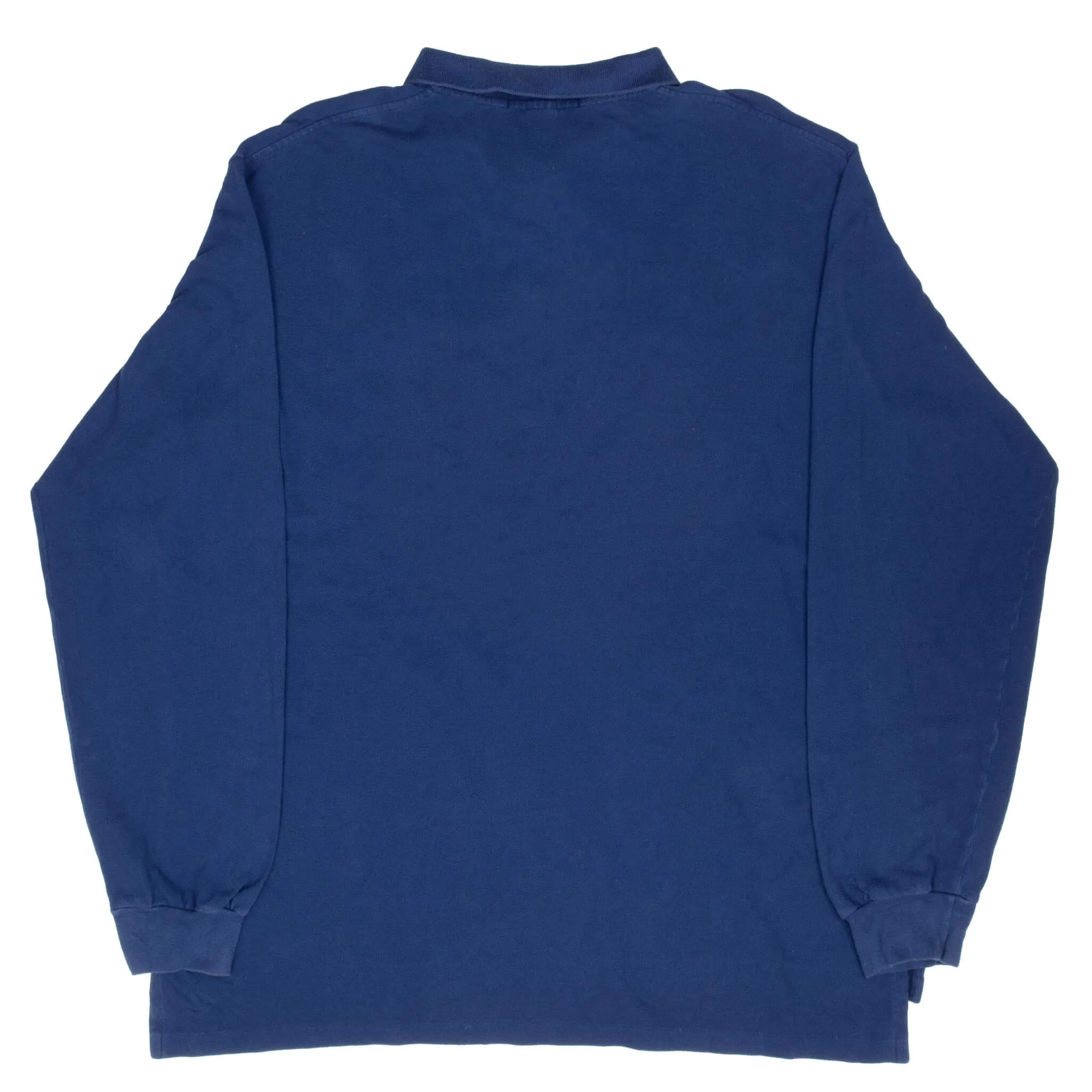 VINTAGE RALPH LAUREN BLUE LONG SLEEVE POLO SHIRT 1990S 2XL