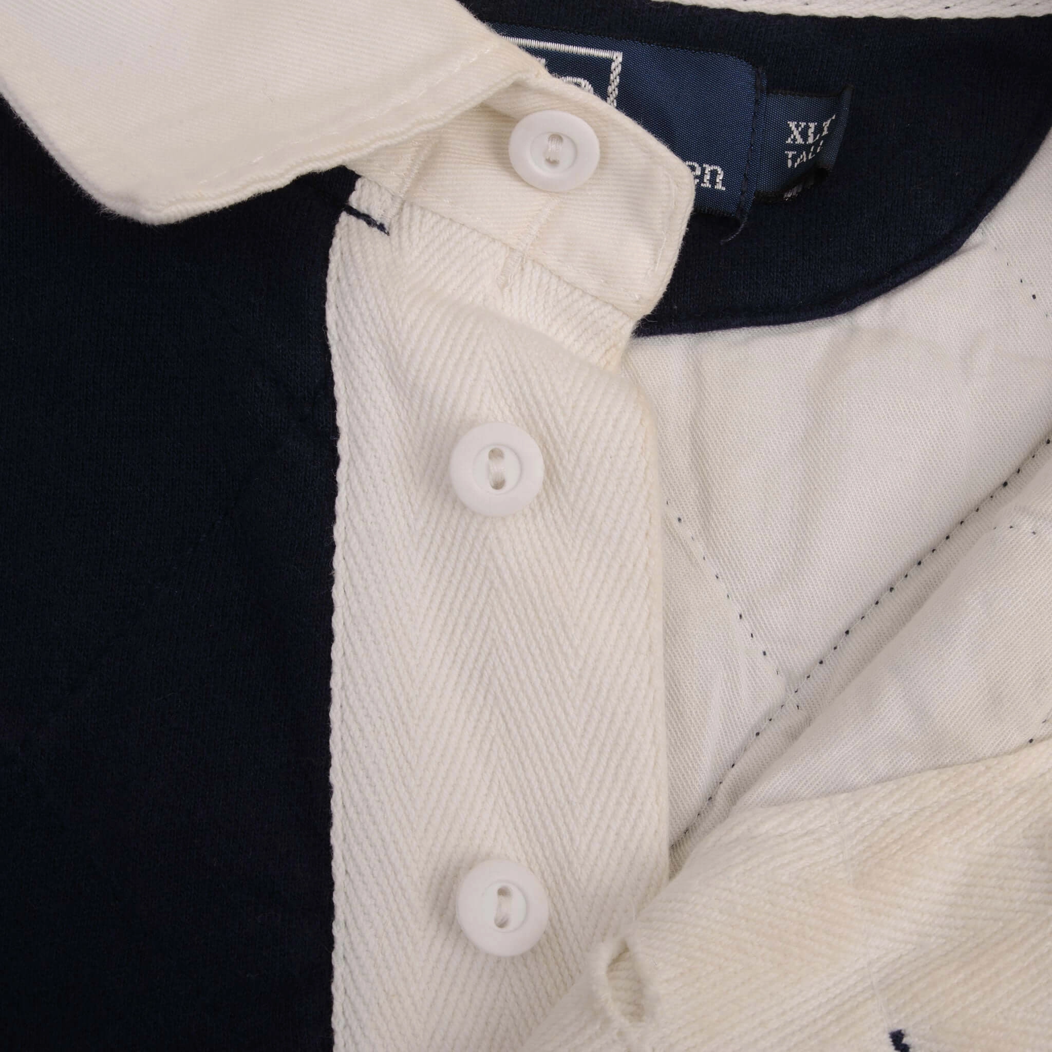 VINTAGE RALPH LAUREN BLUE RUGBY POLO SHIRT 1990S SIZE XL TALL