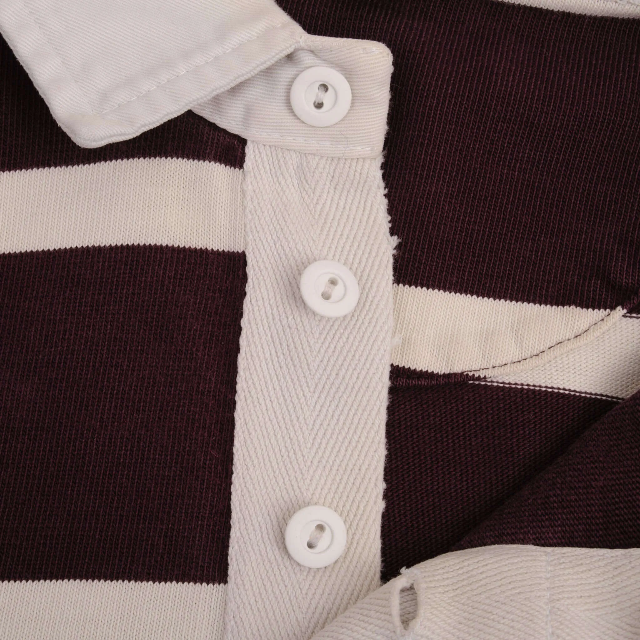 VINTAGE RALPH LAUREN BURGUNDY & WHITE STRIPED RUGBY POLO SHIRT 1990S SIZE LARGE
