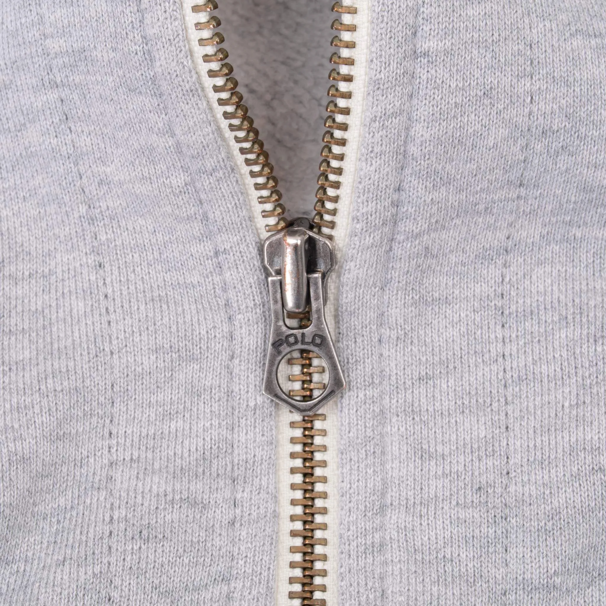 VINTAGE RALPH LAUREN FULL ZIP CLASSIC GREY HOODIE SWEATSHIRT 1990S MEDIUM