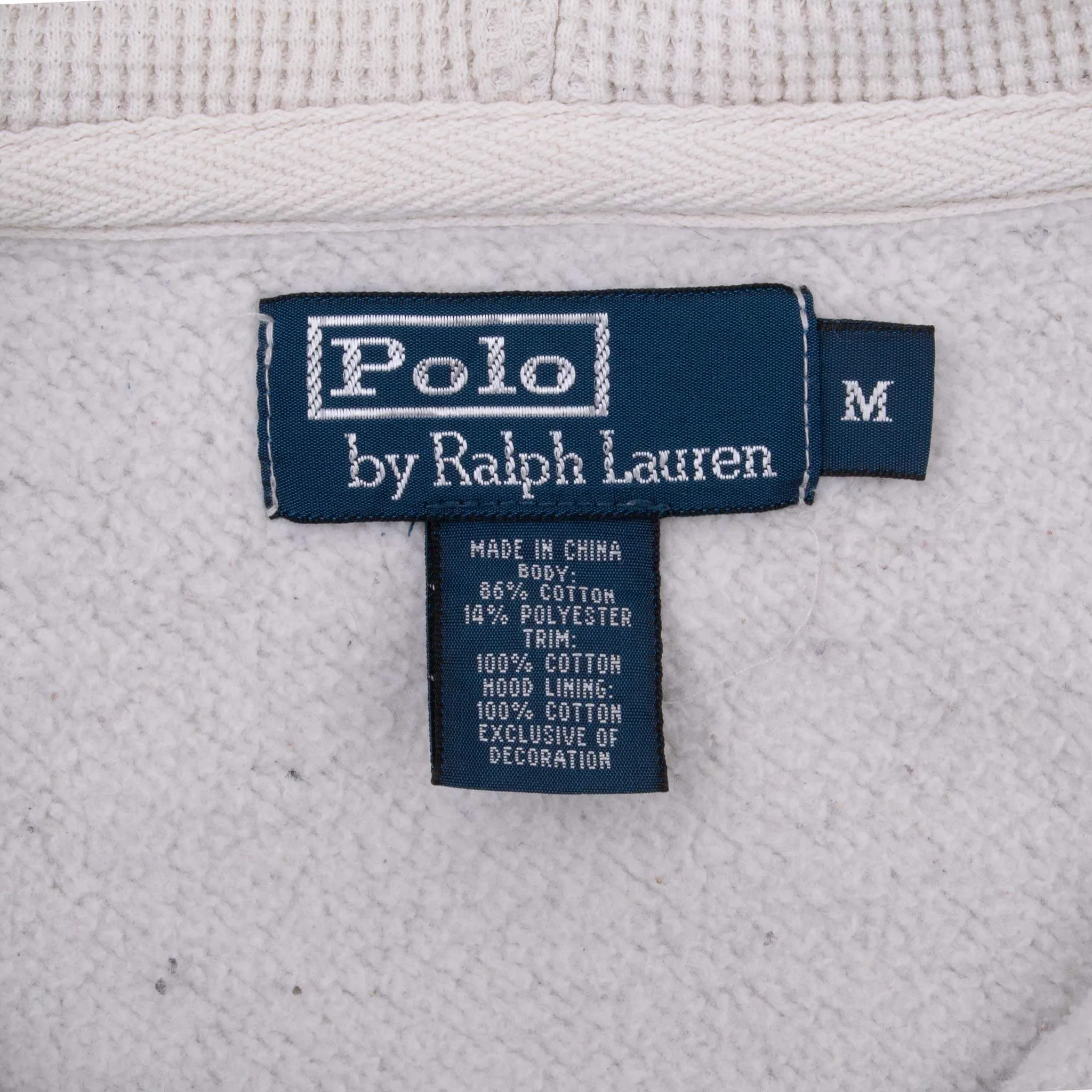VINTAGE RALPH LAUREN FULL ZIP CLASSIC GREY HOODIE SWEATSHIRT 1990S MEDIUM
