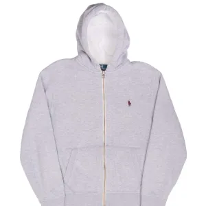 VINTAGE RALPH LAUREN FULL ZIP CLASSIC GREY HOODIE SWEATSHIRT 1990S MEDIUM