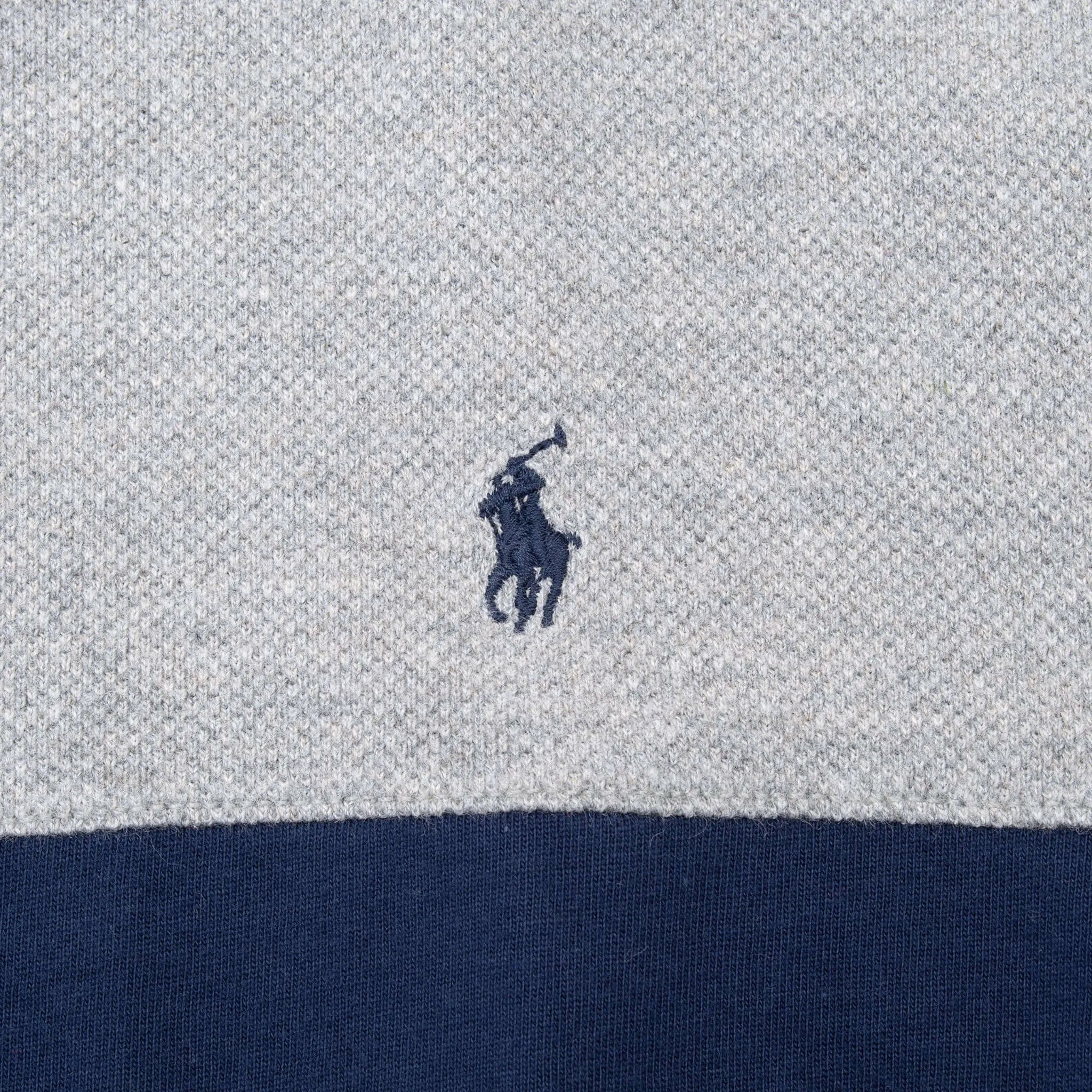 VINTAGE RALPH LAUREN GREY & BLUE STRIPED POLO SHIRT 1990S 2XL