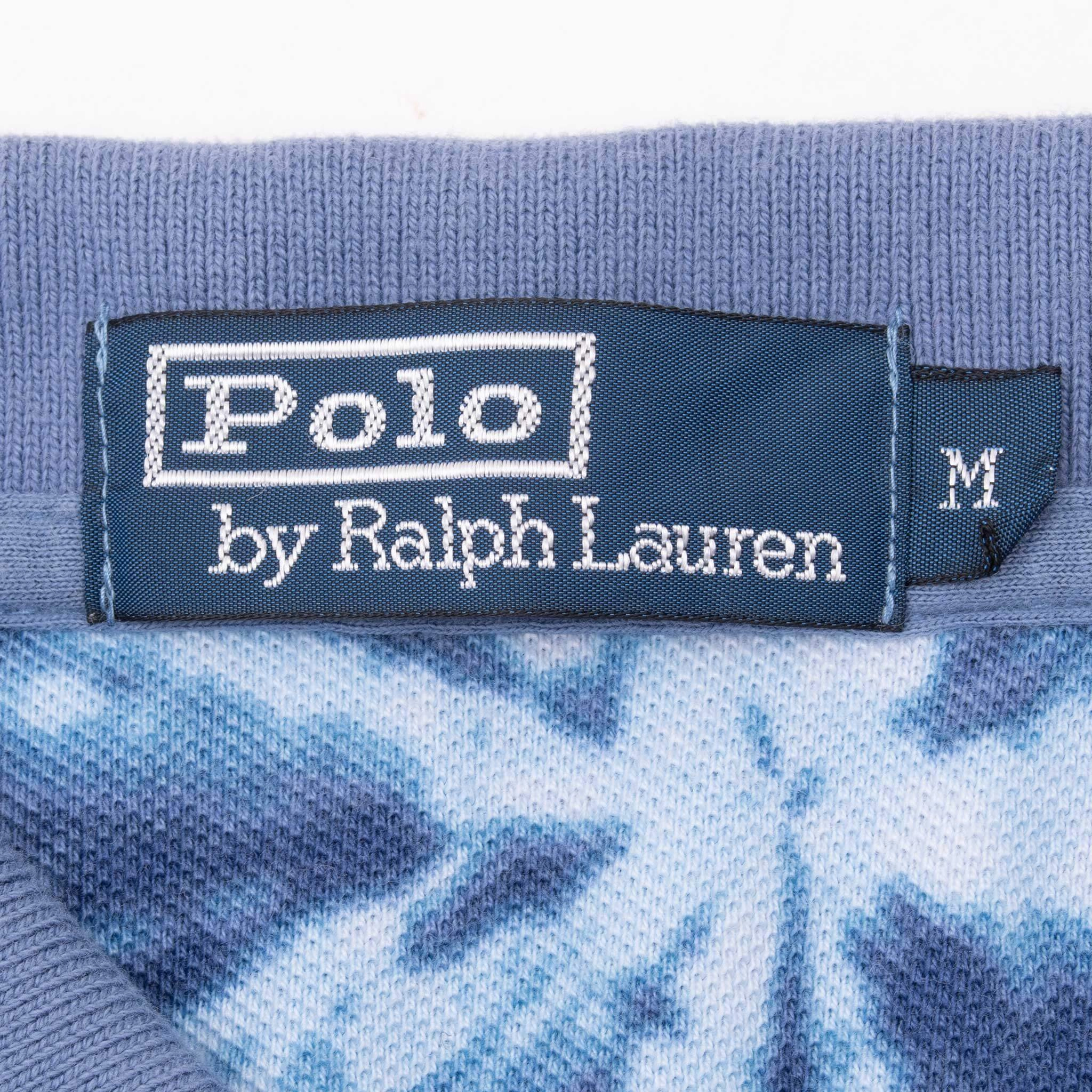 VINTAGE RALPH LAUREN KEY WEST BLUE POLO SHIRT 1990S MEDIUM DEADSTOCK