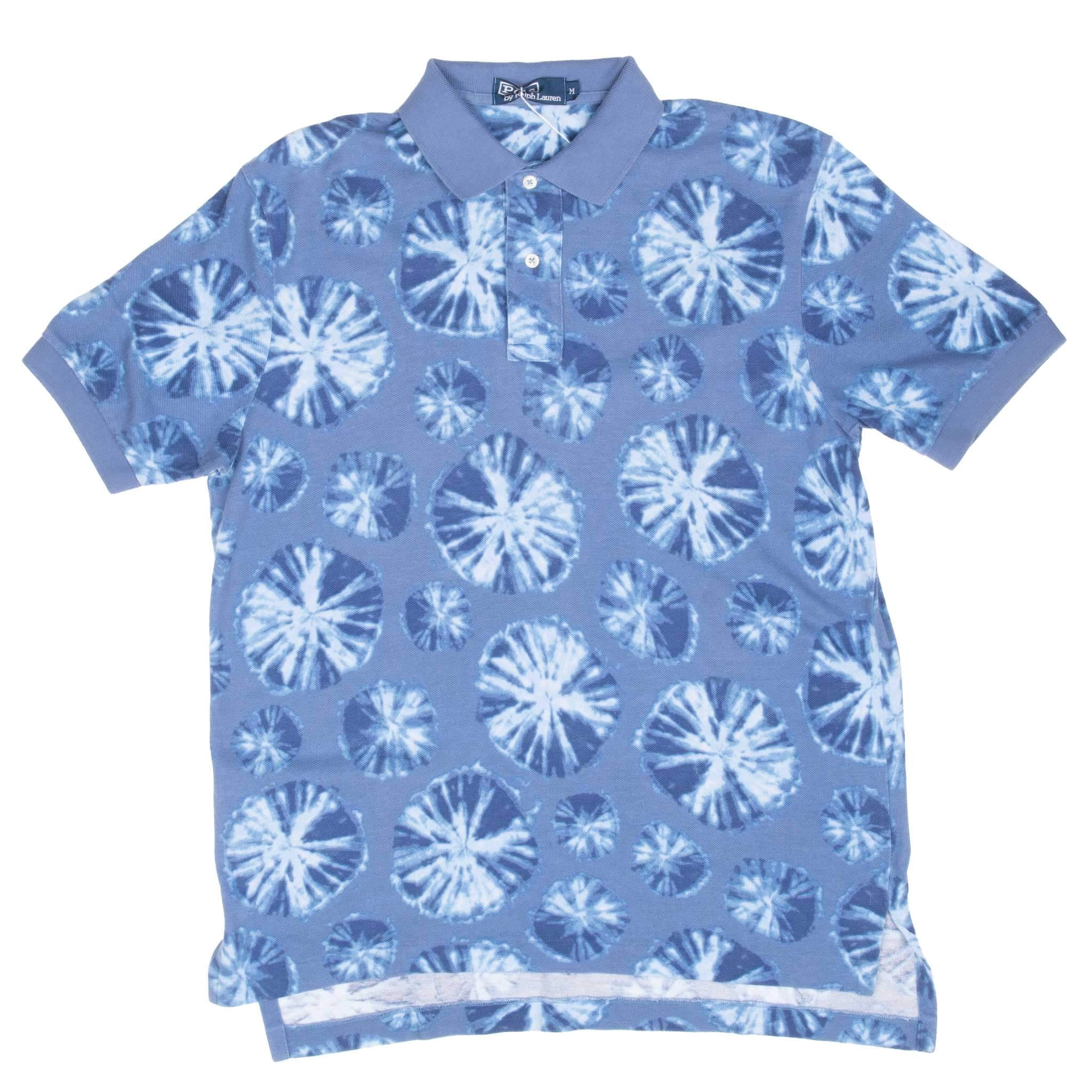 VINTAGE RALPH LAUREN KEY WEST BLUE POLO SHIRT 1990S MEDIUM DEADSTOCK