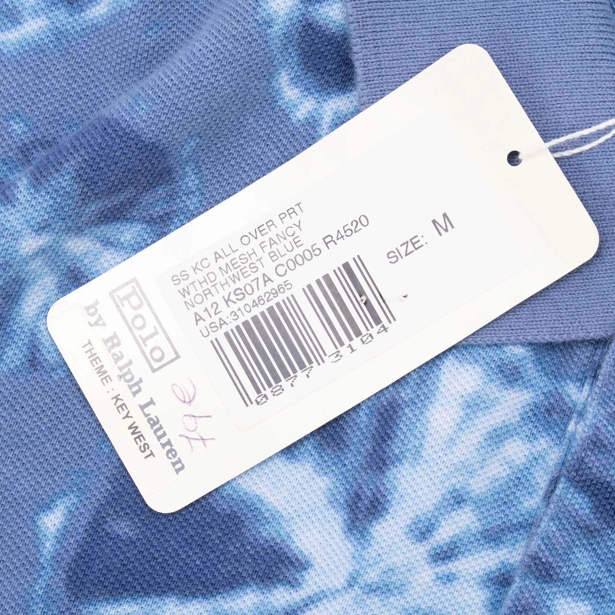 VINTAGE RALPH LAUREN KEY WEST BLUE POLO SHIRT 1990S MEDIUM DEADSTOCK