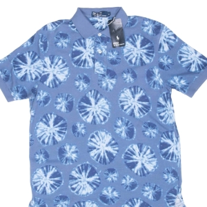 VINTAGE RALPH LAUREN KEY WEST BLUE POLO SHIRT 1990S MEDIUM DEADSTOCK