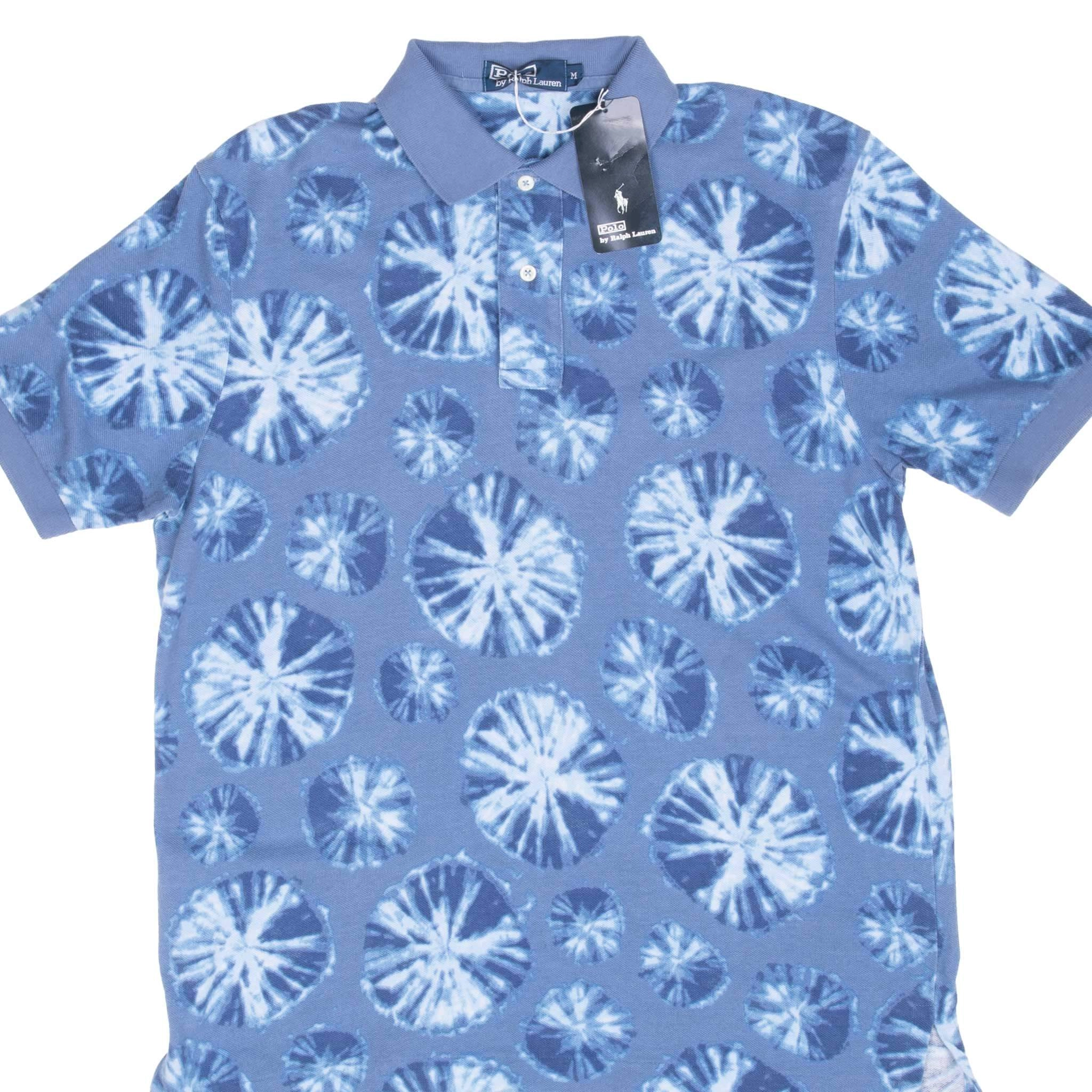 VINTAGE RALPH LAUREN KEY WEST BLUE POLO SHIRT 1990S MEDIUM DEADSTOCK
