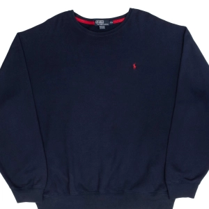 VINTAGE RALPH LAUREN NAVY BLUE 1990S CLASSIC CREWNECK SWEATSHIRT 2XL MADE IN USA