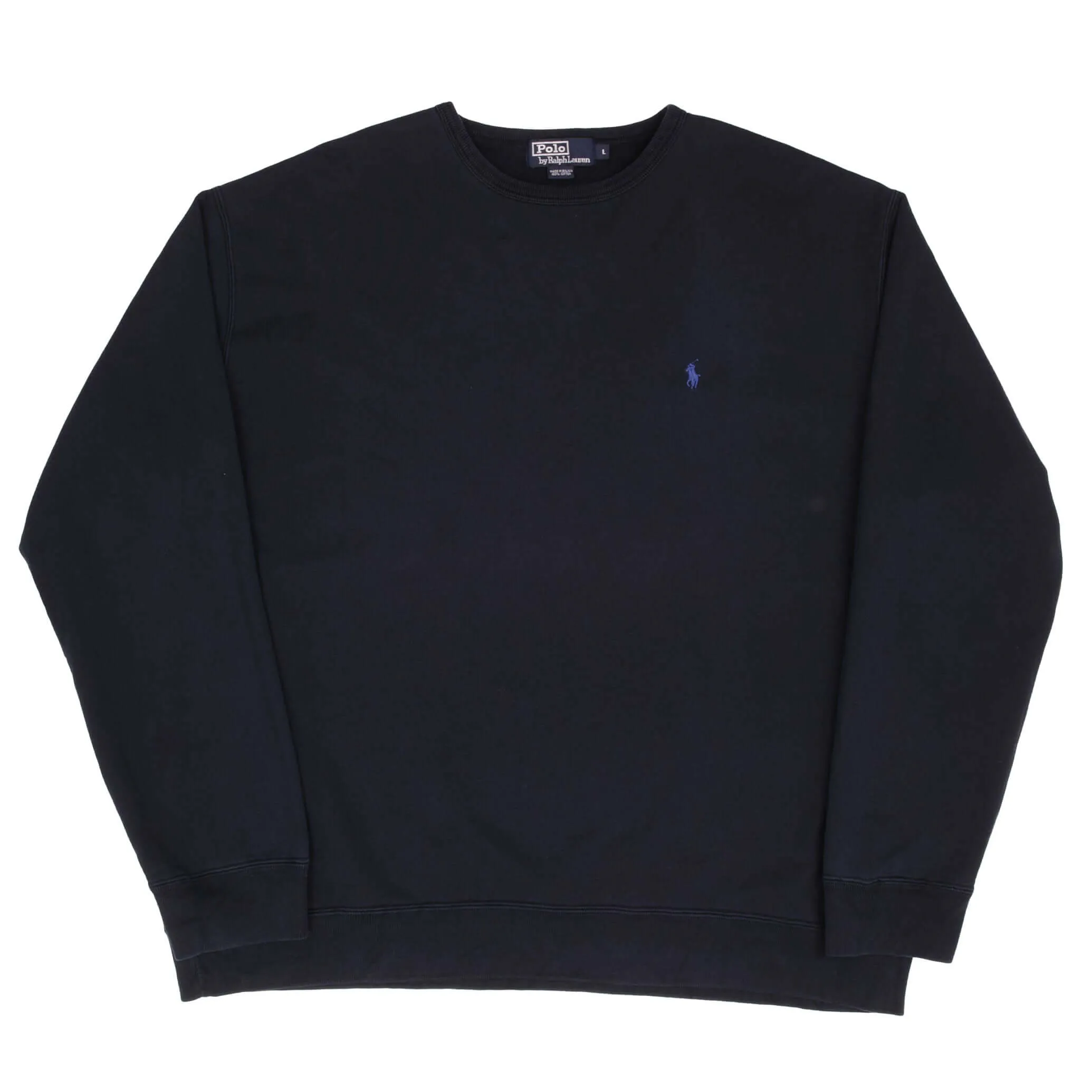 VINTAGE RALPH LAUREN NAVY BLUE 1990S CLASSIC CREWNECK SWEATSHIRT SIZE LARGE