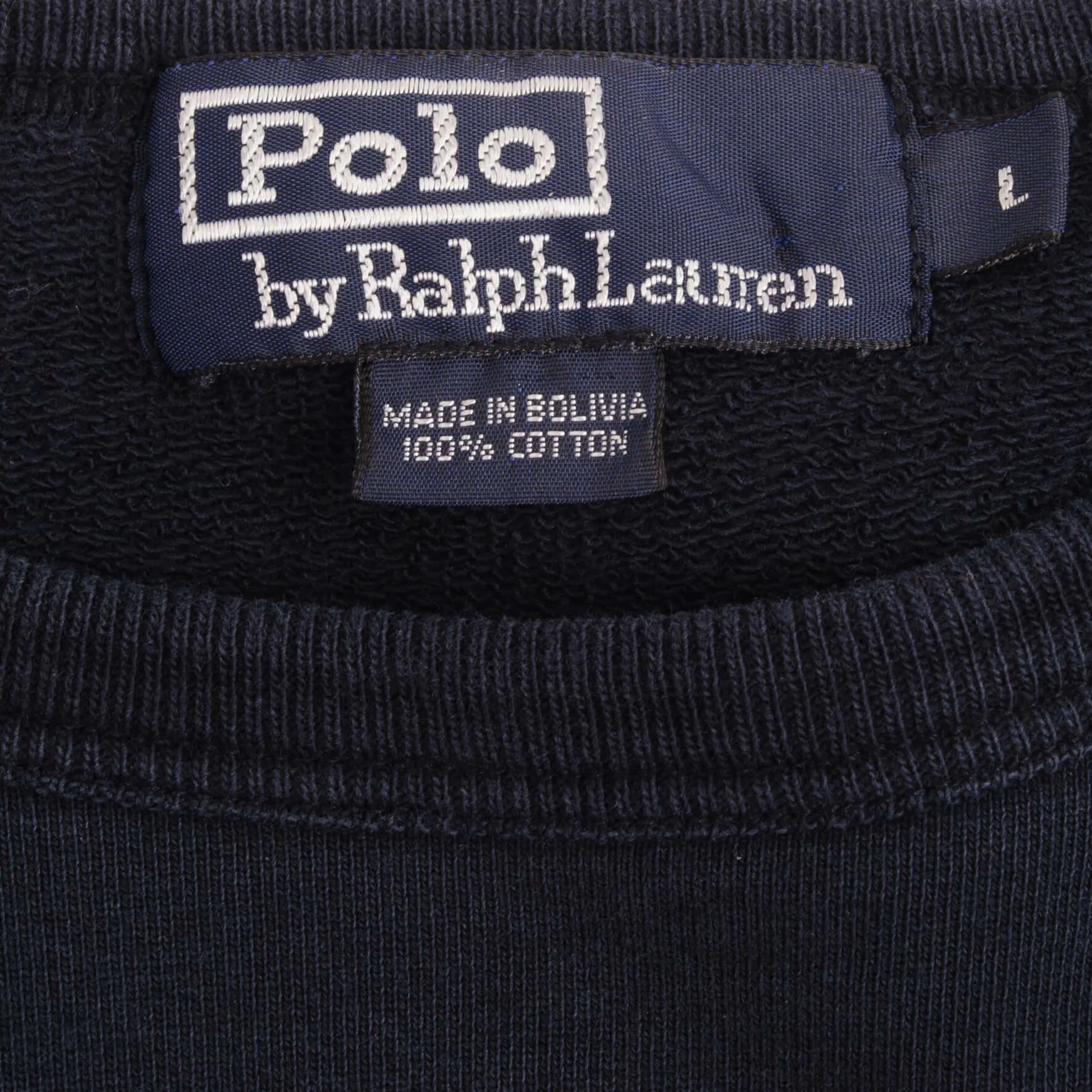 VINTAGE RALPH LAUREN NAVY BLUE 1990S CLASSIC CREWNECK SWEATSHIRT SIZE LARGE