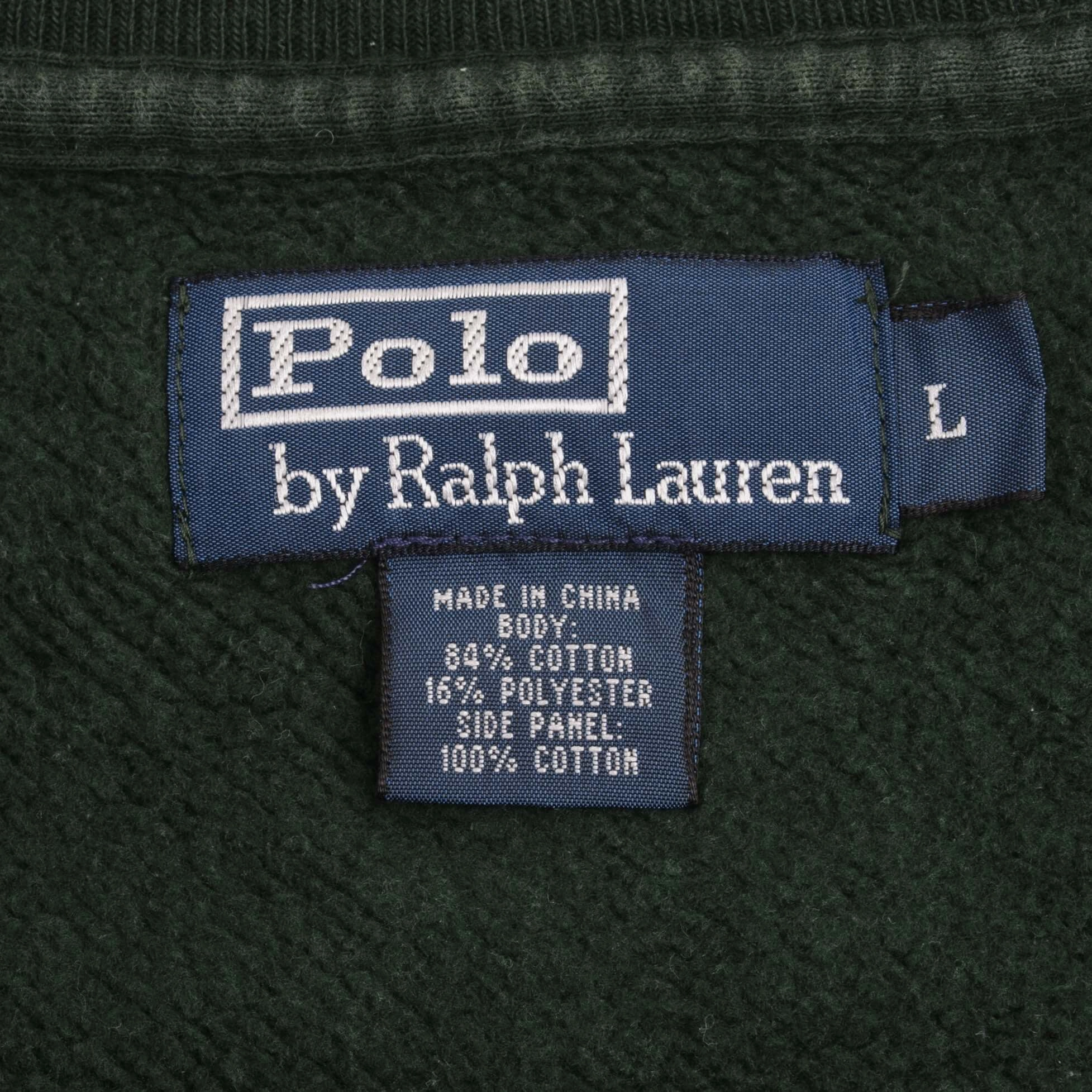 VINTAGE RALPH LAUREN PINE GREEN CLASSIC CREWNECK SWEATSHIRT SIZE LARGE 1990S