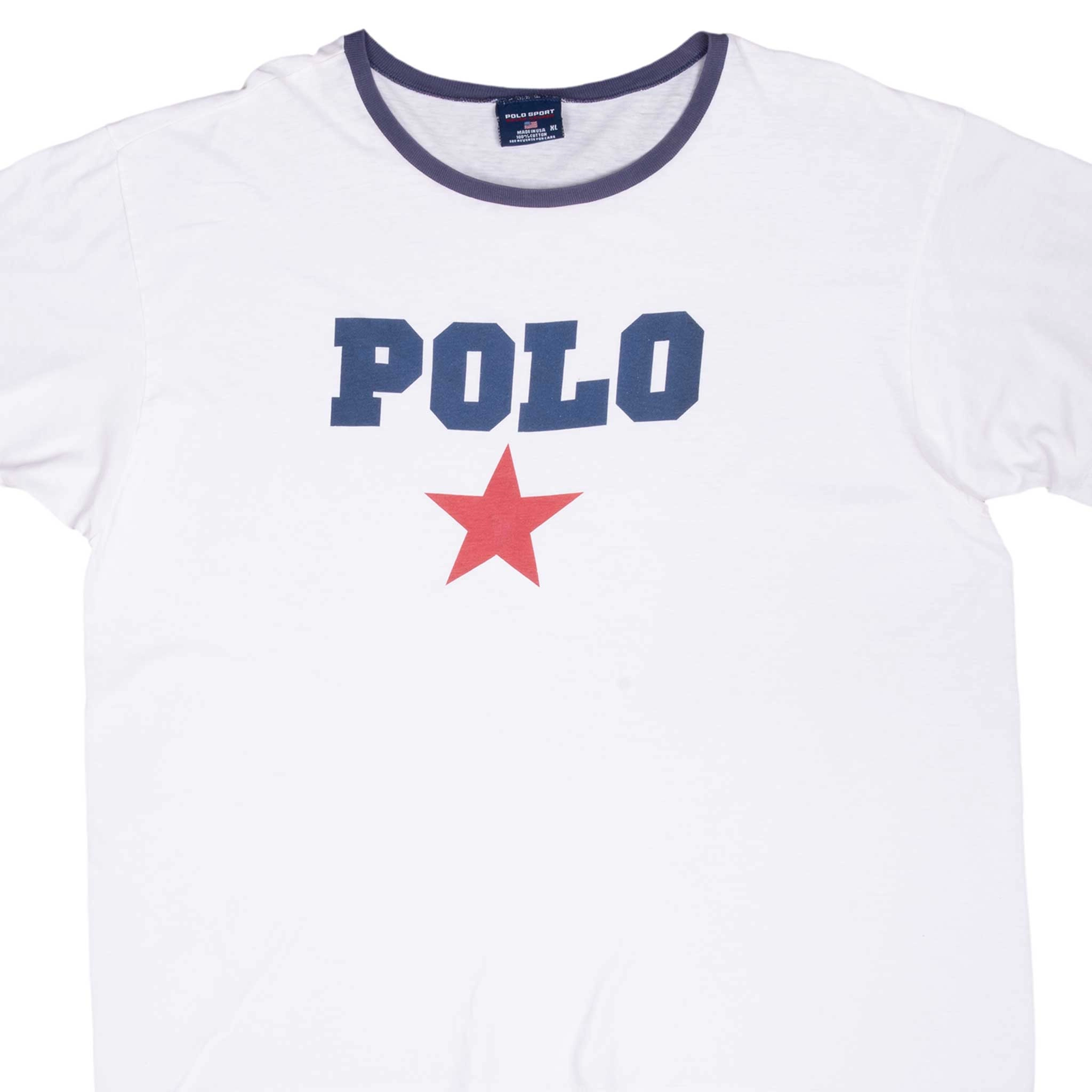 VINTAGE RALPH LAUREN POLO SPORT WHITE TEE SHIRT 1990S XL MADE IN USA