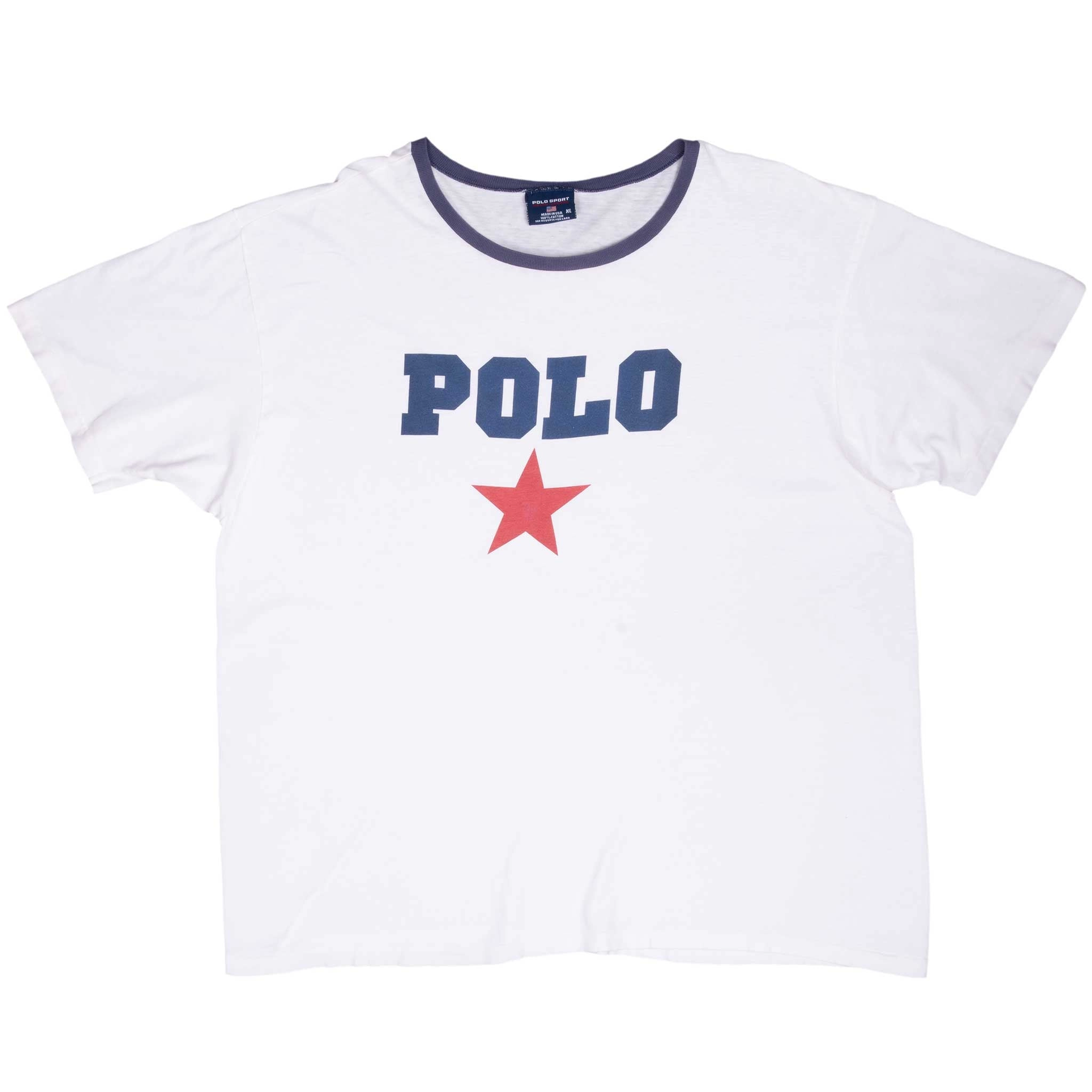 VINTAGE RALPH LAUREN POLO SPORT WHITE TEE SHIRT 1990S XL MADE IN USA