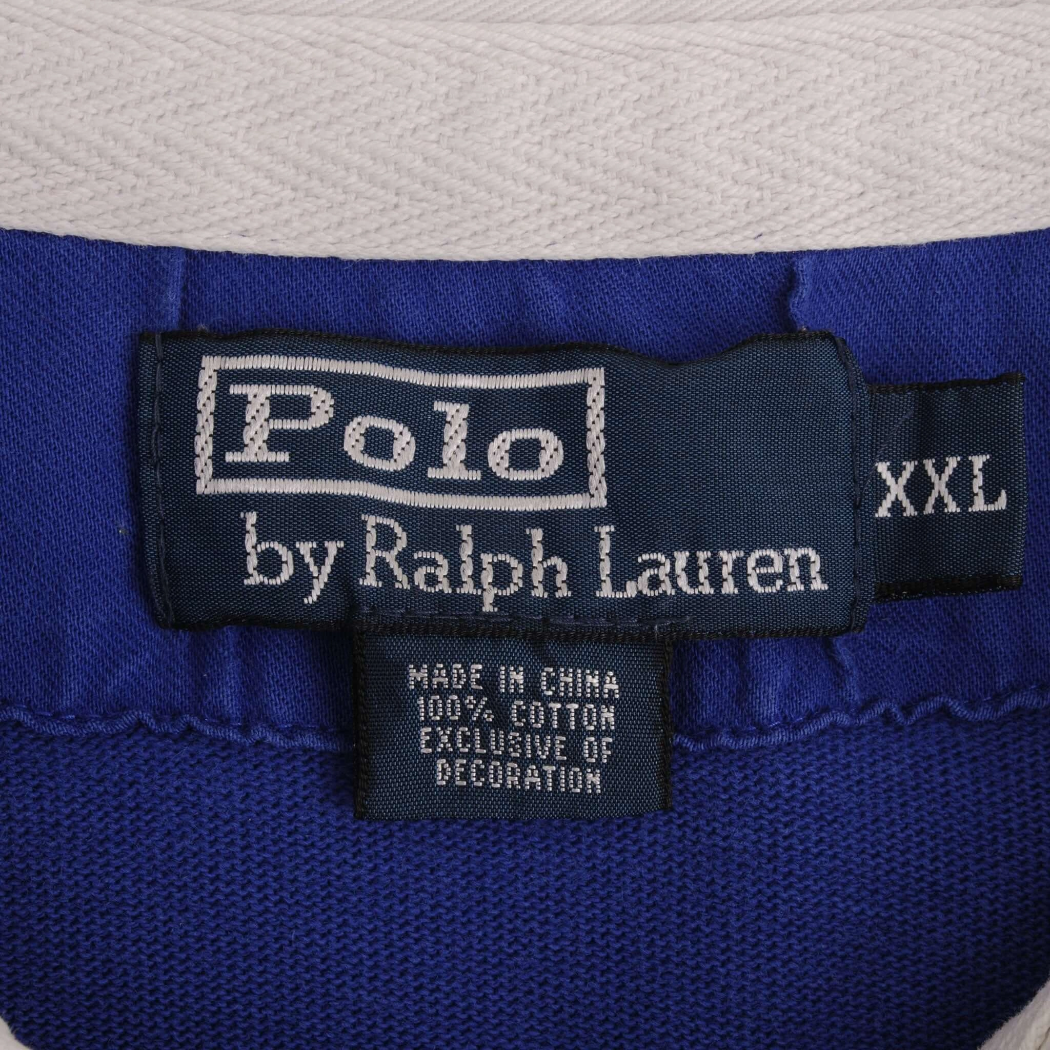 VINTAGE RALPH LAUREN SWITZERLAND WINTER CUP 2008 BLUE RUGBY POLO SHIRT SIZE 2XL