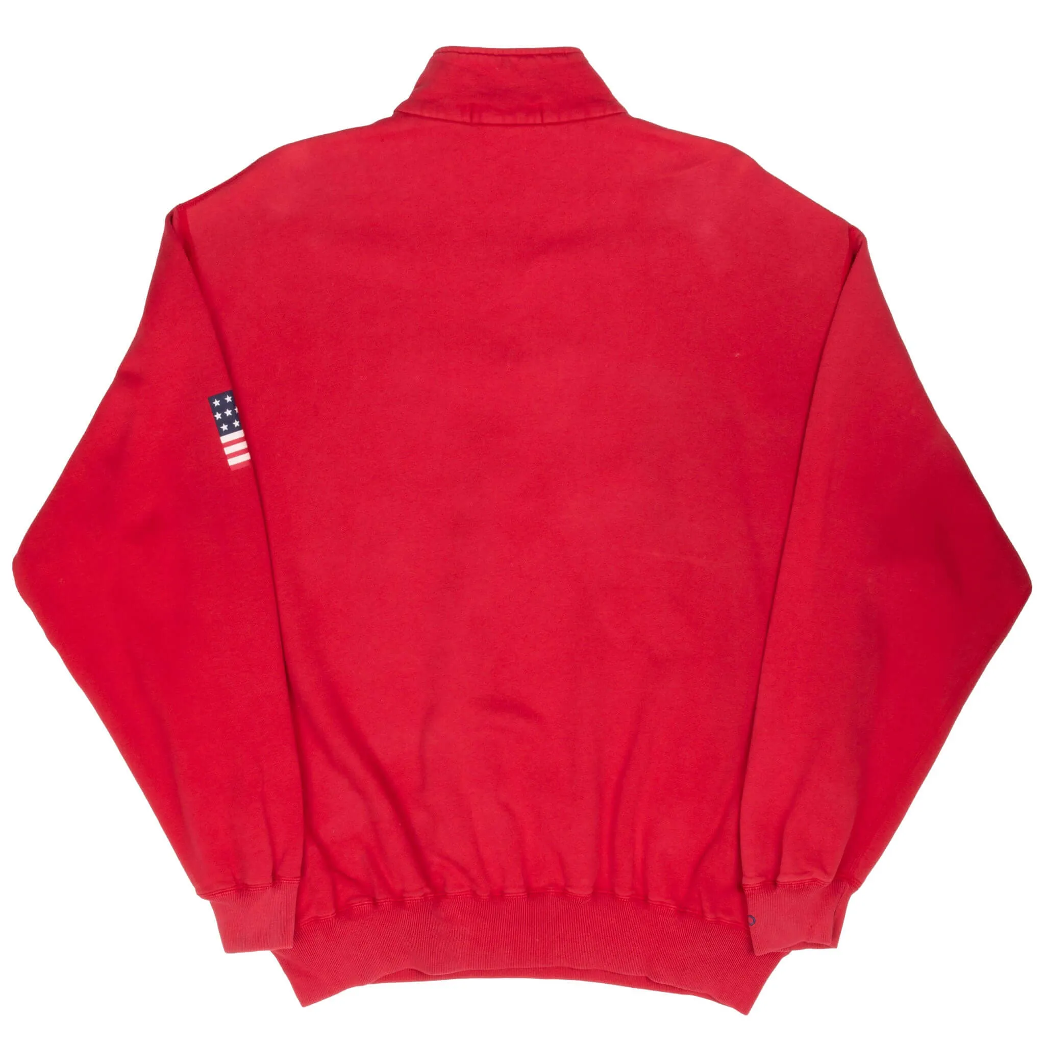 VINTAGE RALPH LAUREN USA RED QUARTER ZIP SWEATSHIRT 1990S XL