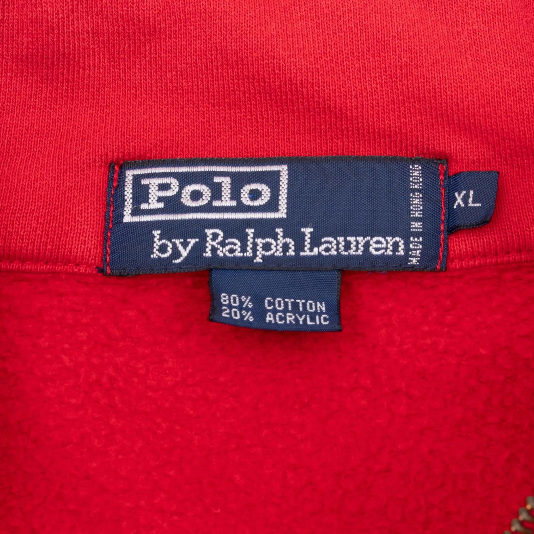 VINTAGE RALPH LAUREN USA RED QUARTER ZIP SWEATSHIRT 1990S XL