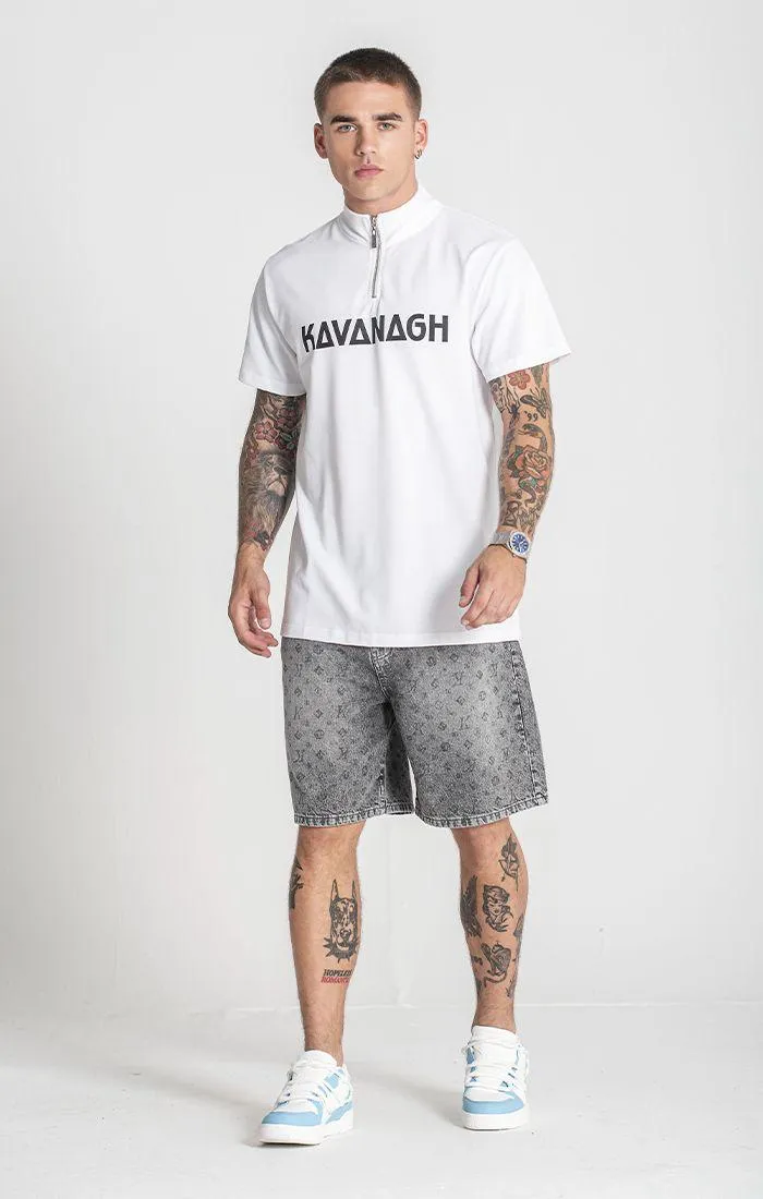 White Futura Zip Polo