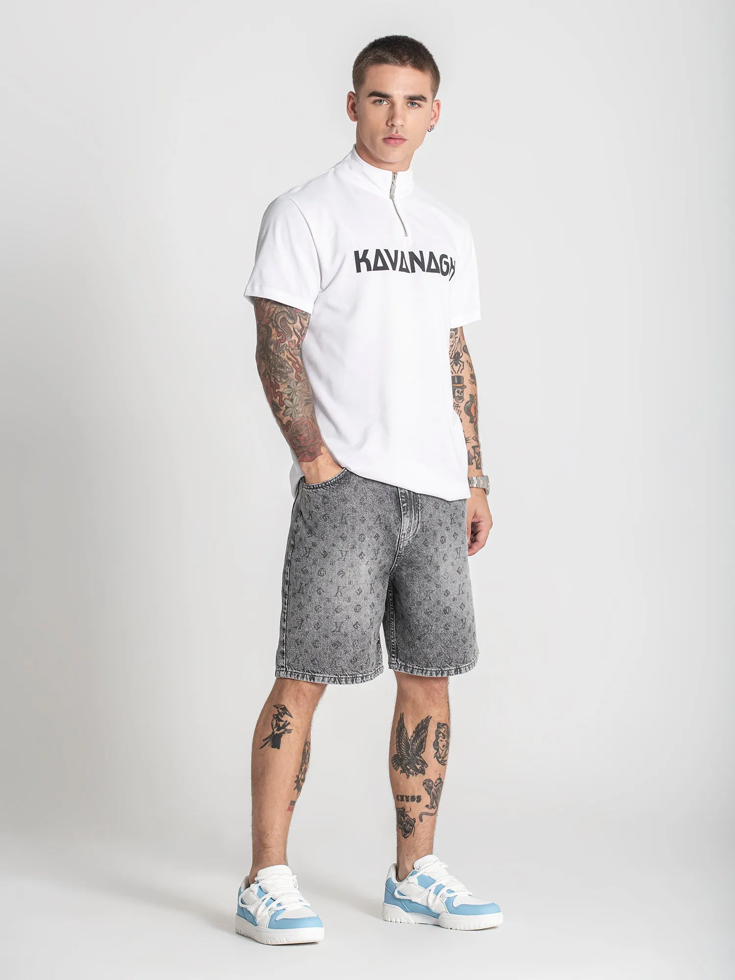 White Futura Zip Polo